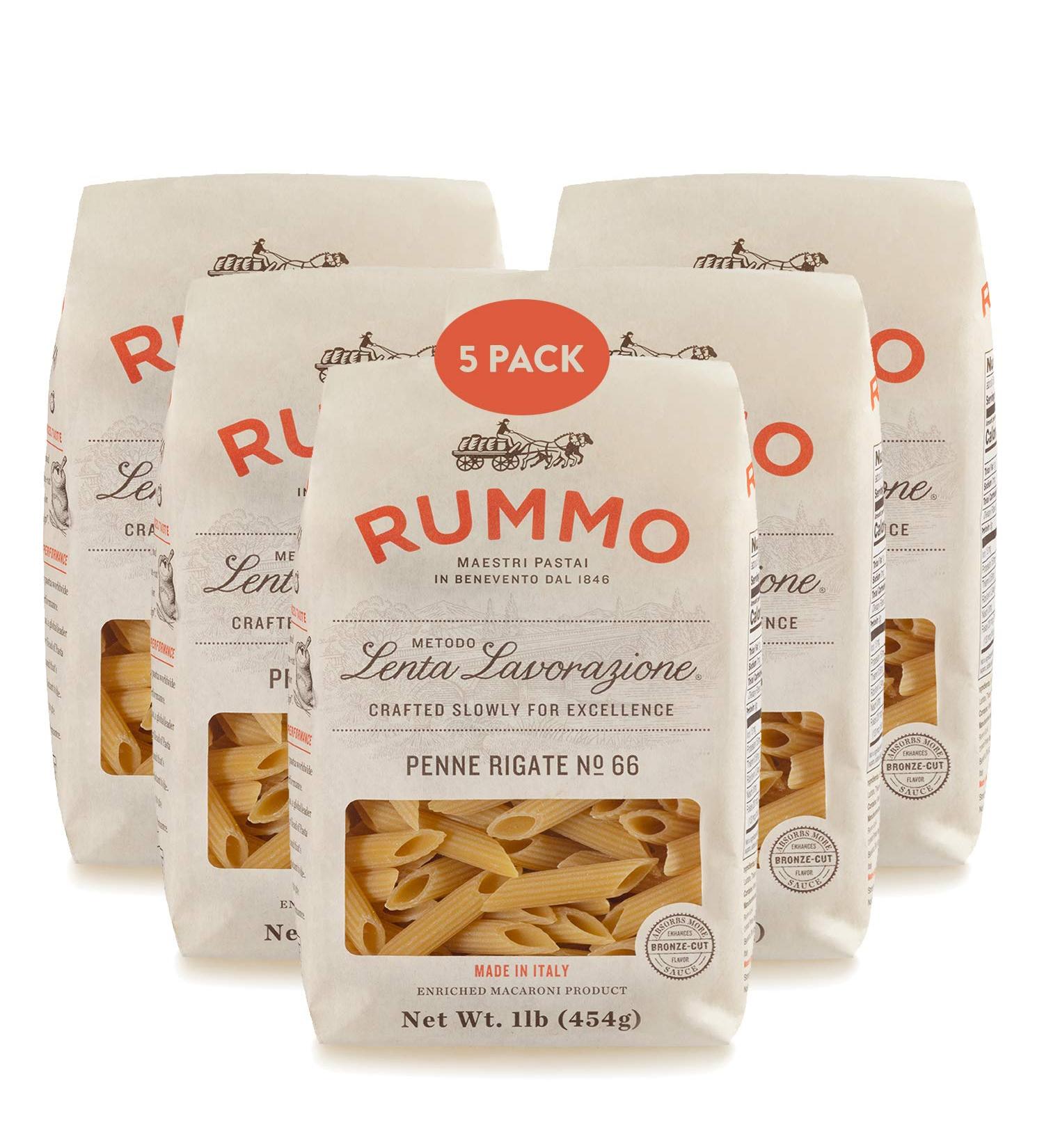 Rummo Penne Rigate No. 66 - 1 LB Pack of 5 | Authentic Italian Pasta - Buy Online on GoSupps.com