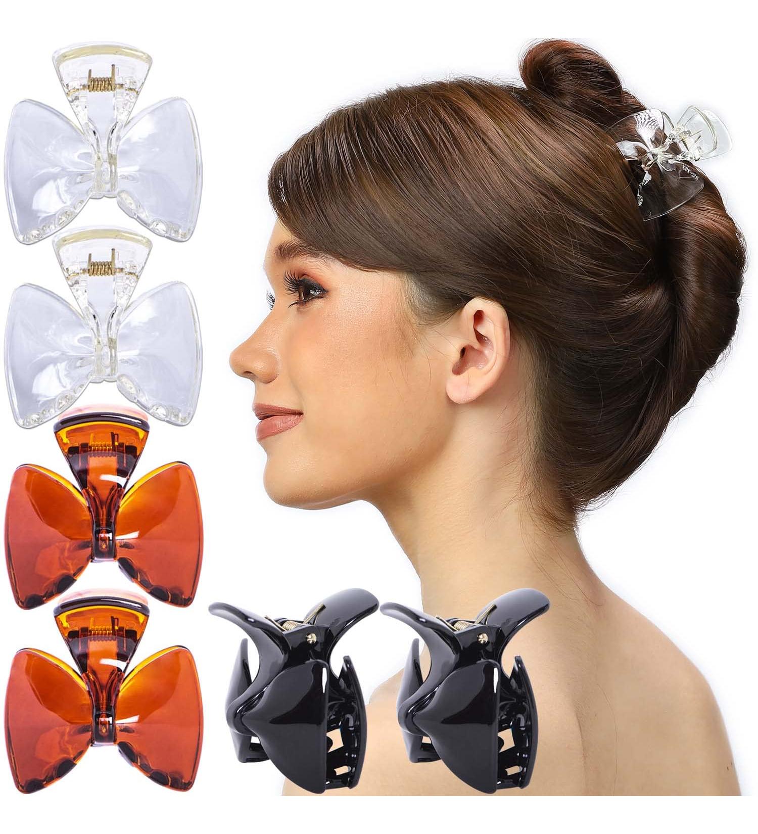RC Roche 6-Piece Plastic Loop Hair Clips for Women & Girls - Stylish Medium Teeth Clips in Black White Brown & Transparent - Buy Online on GoSupps.com