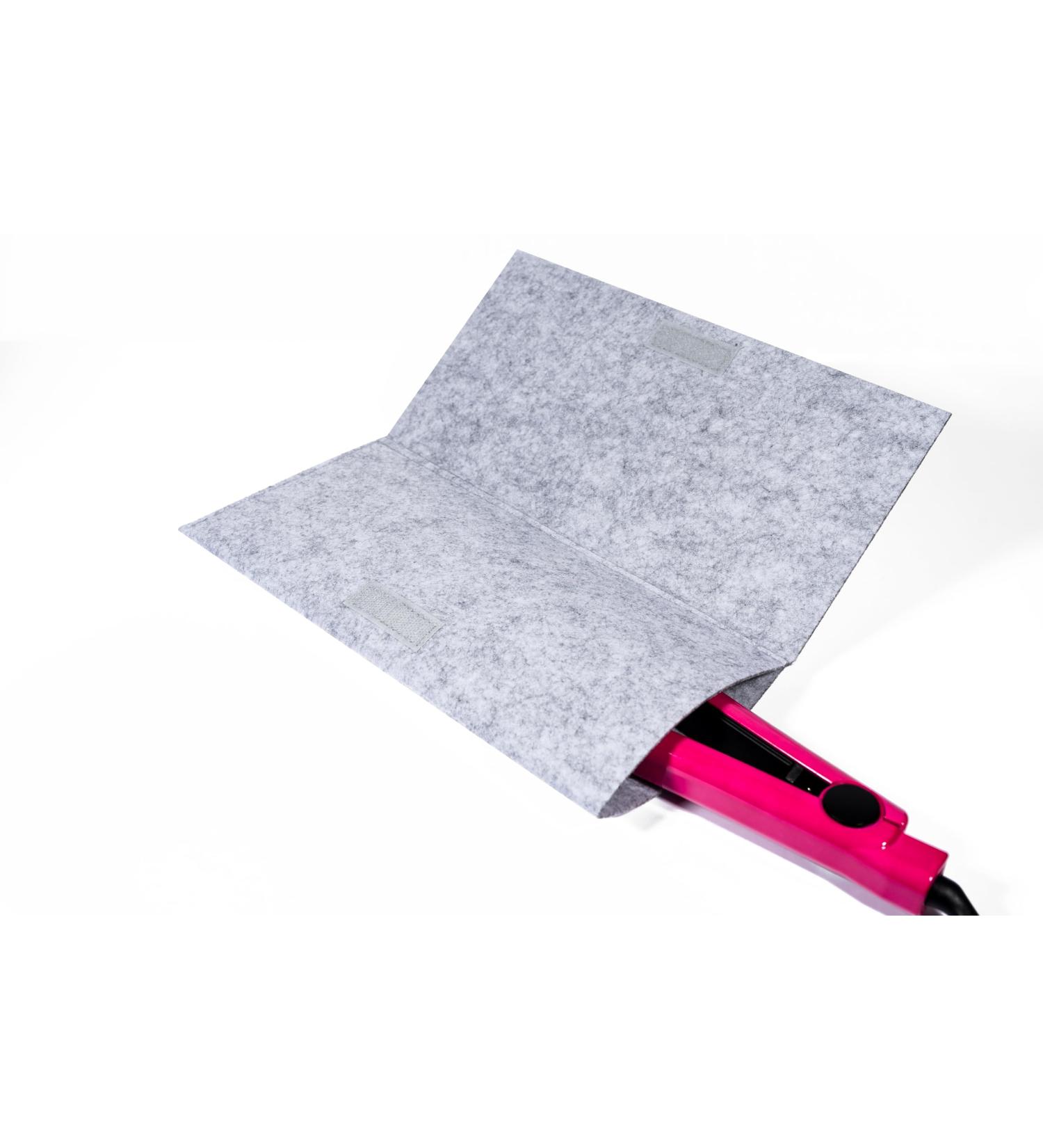 Glamza Hair Straightener Mat & Pouch - Made from Heat Resistant Safety Felt - Ideal for Home & Travel (Light Grey) - Buy Online on GoSupps.com