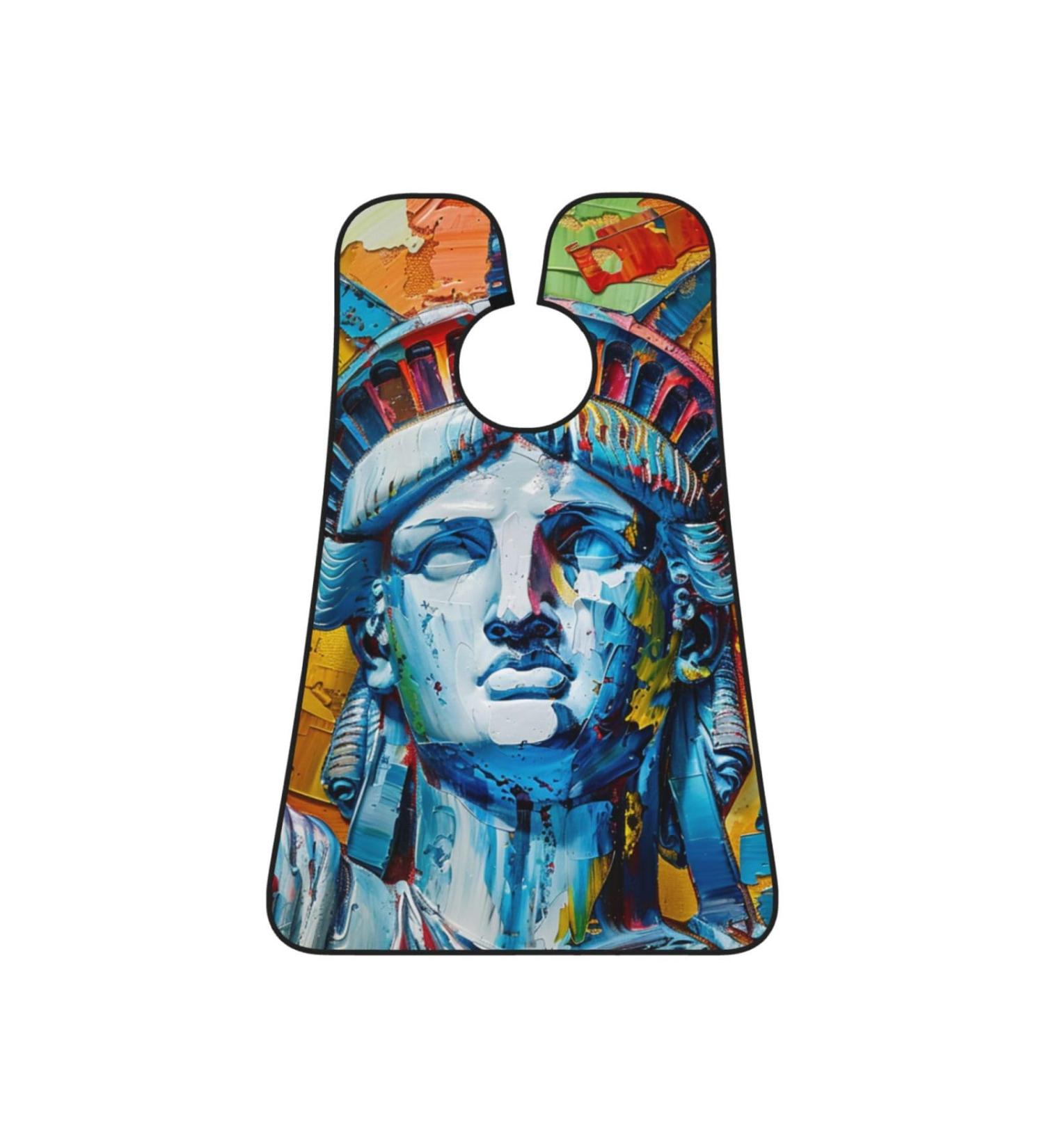 Statue of Liberty Oil Painting Print Beard Bib Apron - Non-Stick Men's Hair Catcher for Easy Shaving Gifts - One Size Black - Buy Online on GoSupps.com