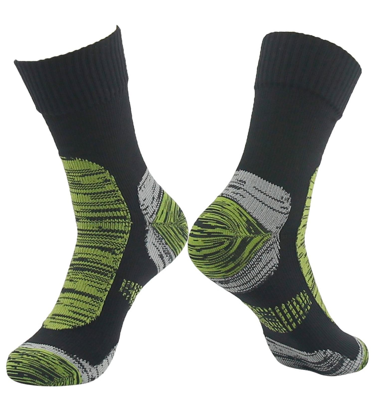 Randy Sun Waterproof Breathable Socks - SGS Certified Unisex Hiking & Trekking Mid Calf - Black & Grass Green - Buy Online on GoSupps.com