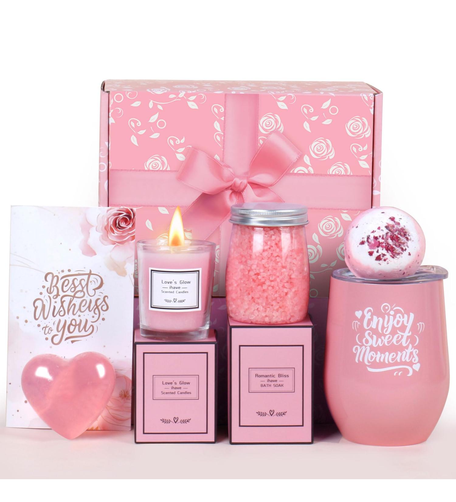 Buy Unique Birthday Gifts for Women | Spa Gifts for Mom Wife Girlfriend & Friends - Tumbler Bath Bombs Candles & More - Pink-02 - Buy Online on GoSupps.com