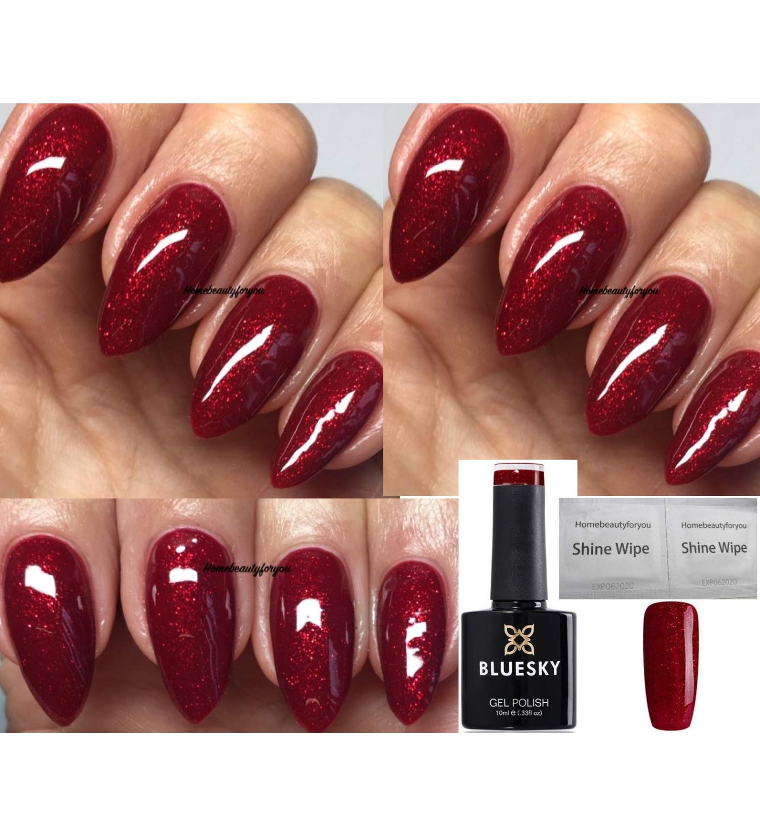 Bluesky Nail Gel Polish MISTLETOE KISSES Christmas Cherry Red with Fine Glitter UV LED Soak Off - Buy Online on GoSupps.com