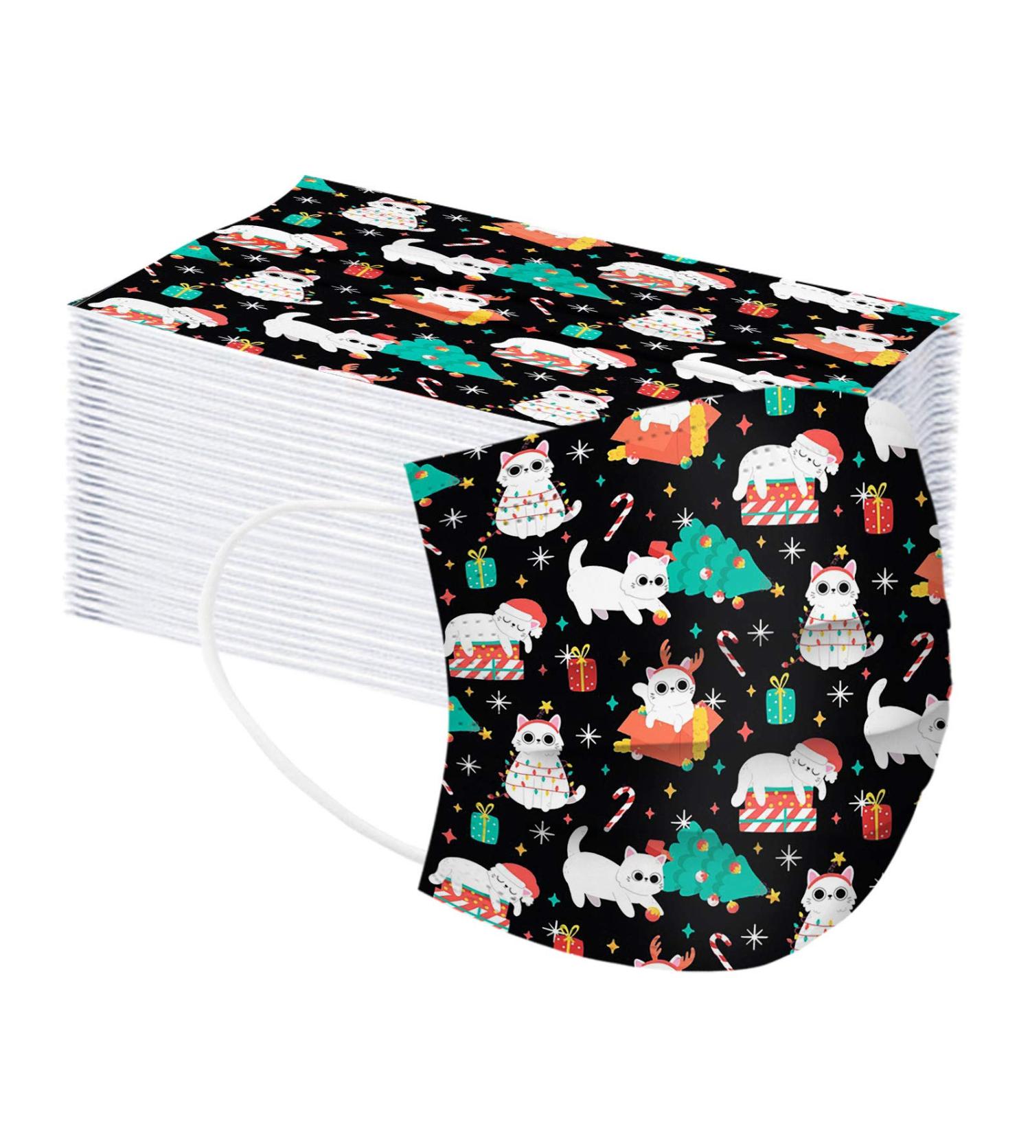 Honian 50PC Christmas Disposable Face_Mask for Adults Women Men with Winter Cute Colored Design Holiday Theme 3ply Breathable (#12) - Buy Online on GoSupps.com