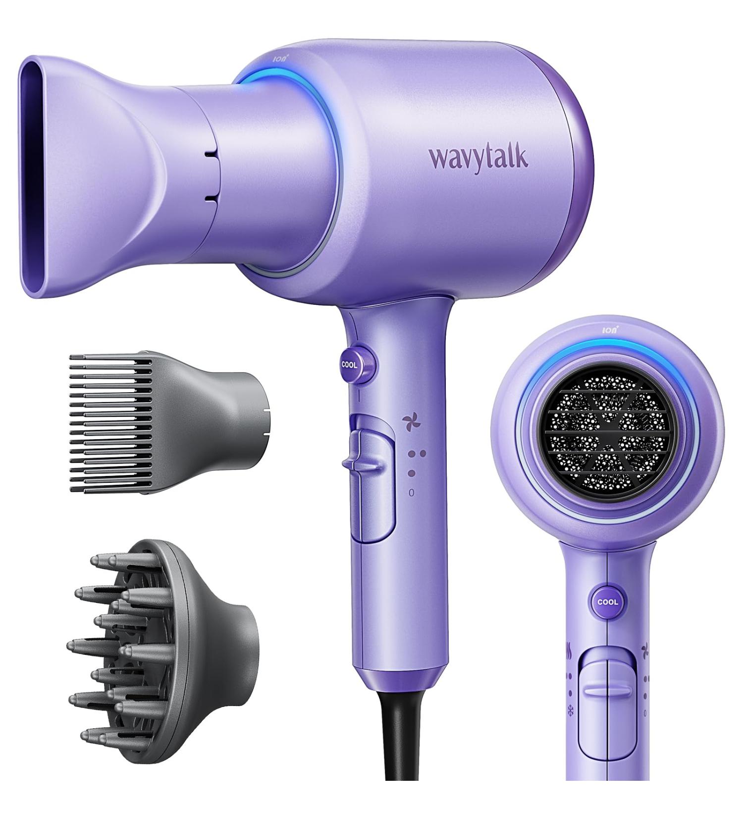 Wavytalk Hair Dryer with Comb 1875W Hair Blow Dryer with Diffuser Hair Dryer for Curly Hair Fast Drying Hair Care Purple - Buy Online on GoSupps.com