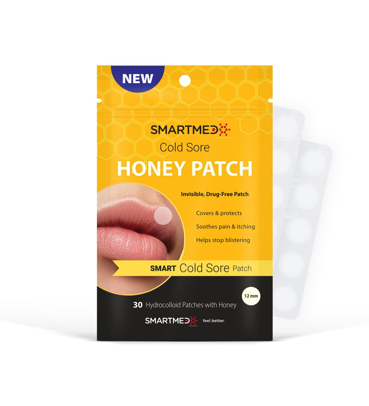 SMARTMED Cold Sore Patch Honey - 30 ct 12mm | Fever Blister Treatment, Invisible Bandages | Soothes, Protects, Conceals Cold Sores - Buy Online on GoSupps.com