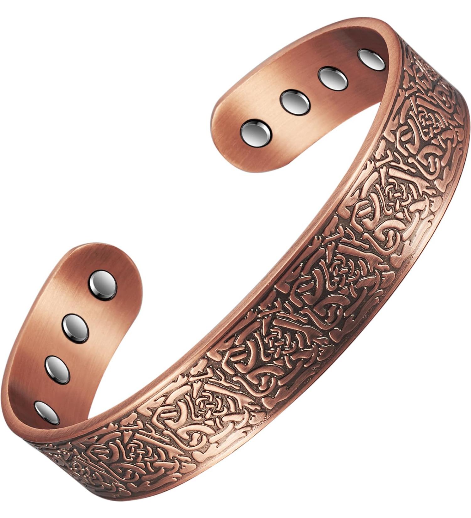 Yinox Magnetic Copper Bracelets for Men - 17.8 cm | 8 Magnets for Arthritis Pain Relief & Health Healing - Buy Online on GoSupps.com