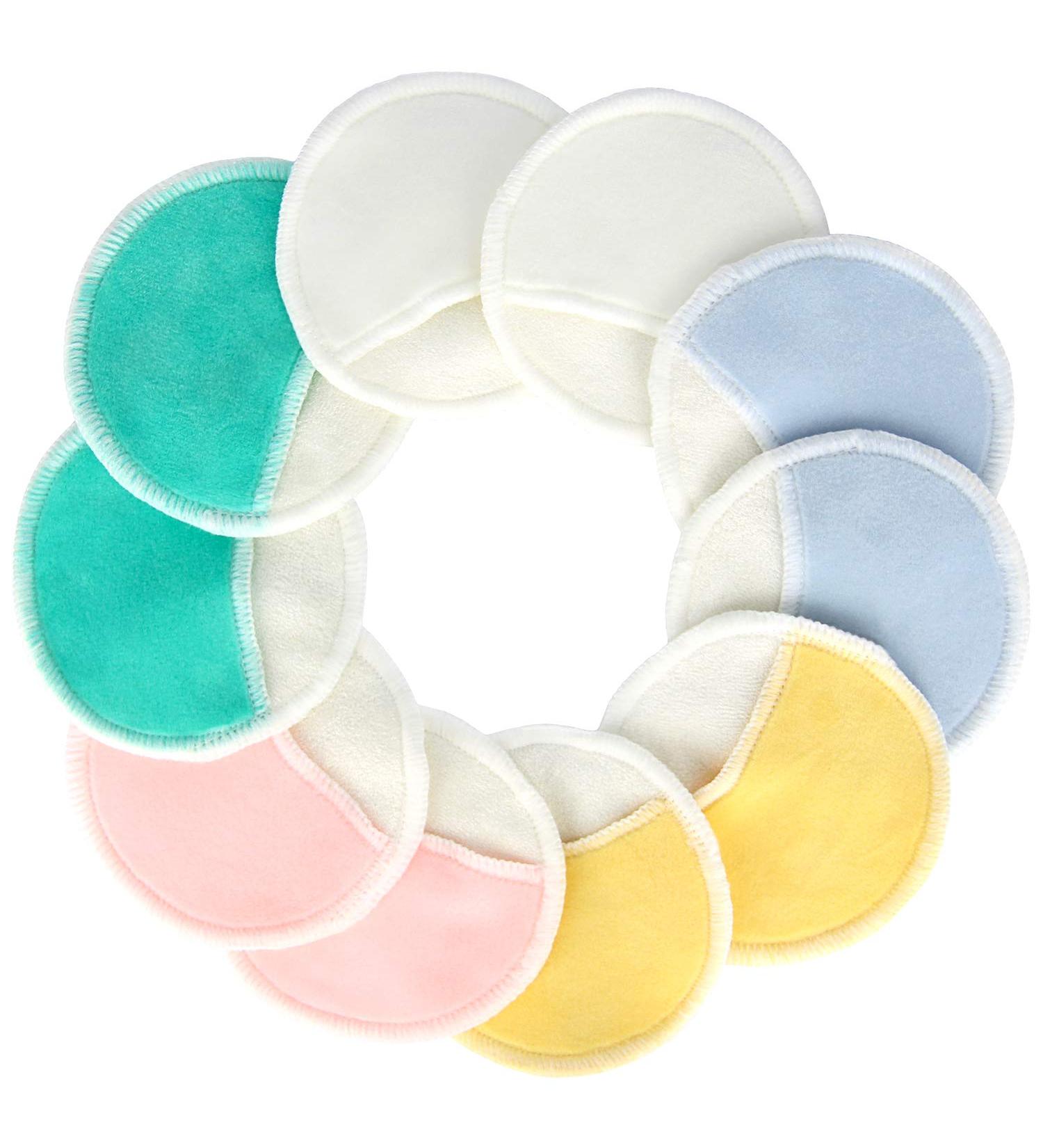 10pcs Organic Bamboo Makeup Remover Pads with Finger Pocket - Reusable 3 Layer Cotton Rounds in 5 Colors - Eco-Friendly Laundry Bag Included - Buy Online on GoSupps.com