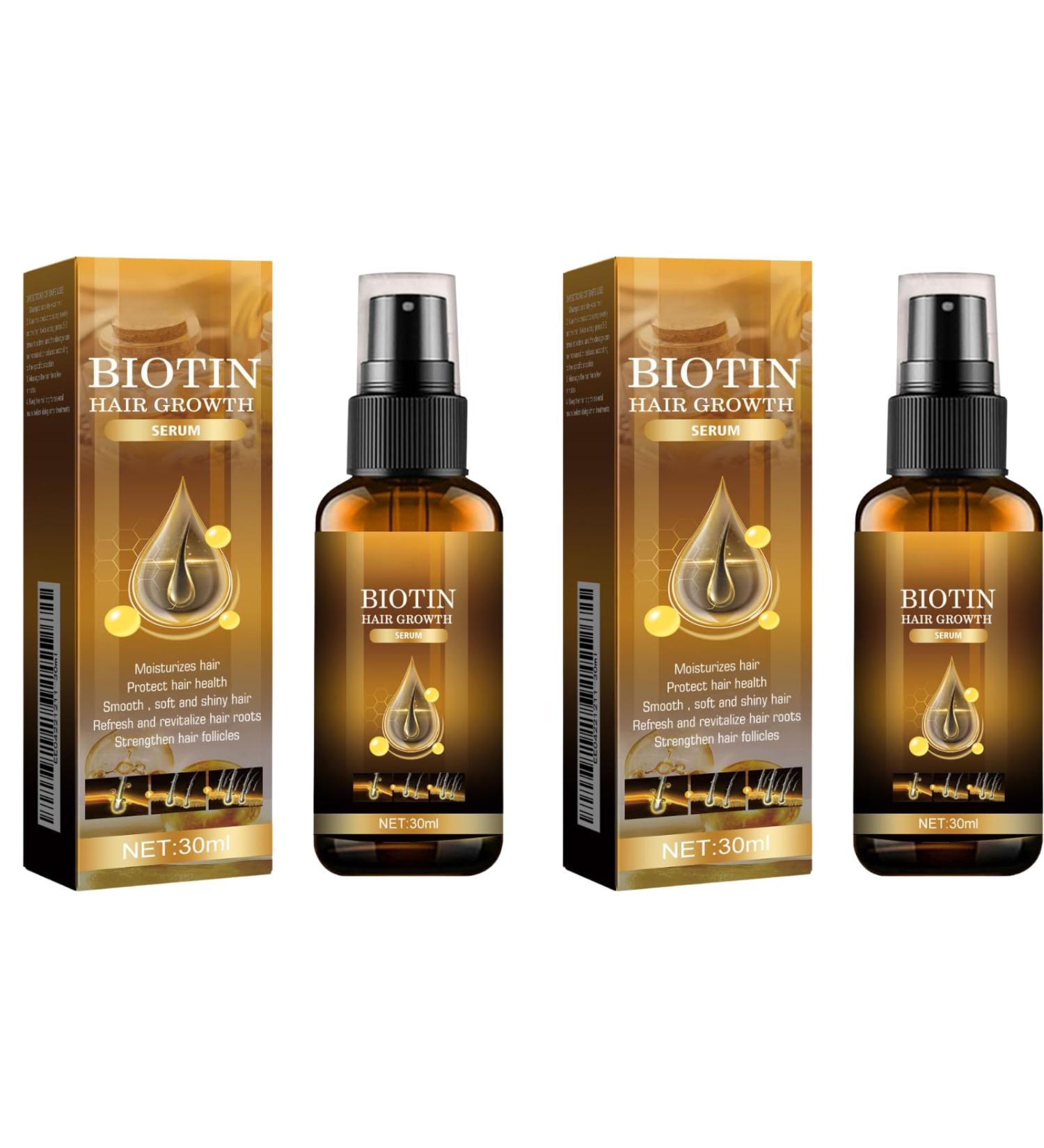 Biotin Hair Growth Serum - Traitement avanc pour des cheveux plus pais plus forts et plus sains r duit la perte de cheveux (2pcs) - Buy Online on GoSupps.com