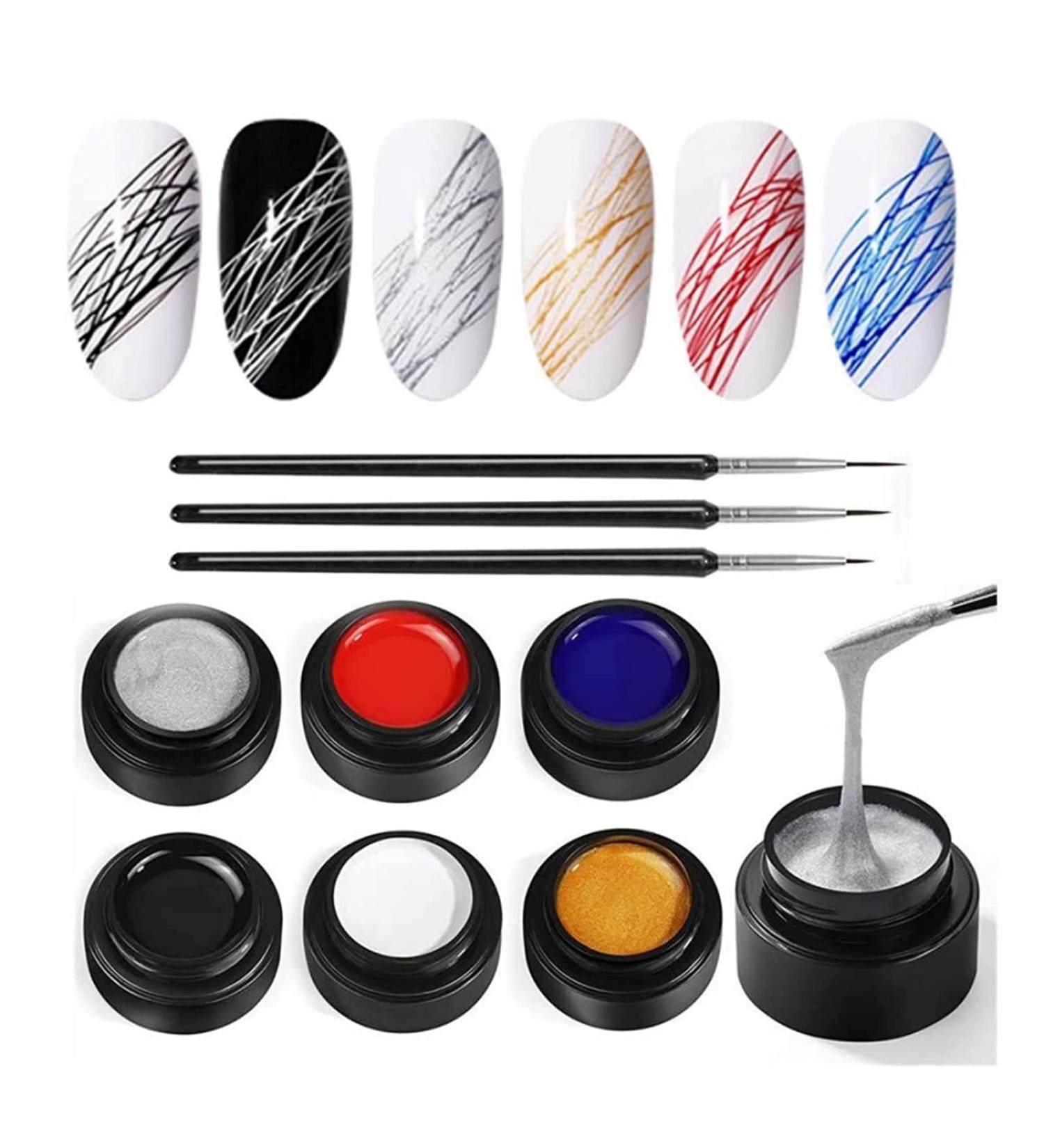 XINLLAN Spider Gel: 6 Colors Painting Elastic Drawing Gel Polish for DIY Nail Art Manicure - Buy Online on GoSupps.com