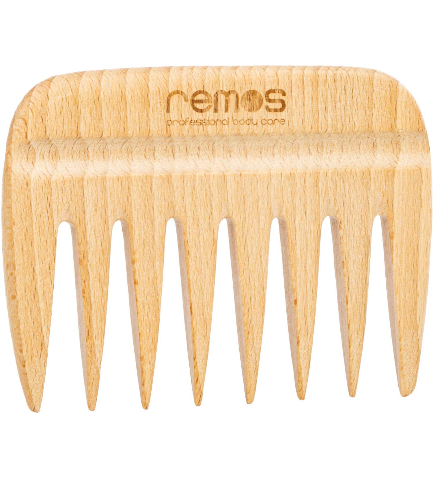 Remos Wooden Comb - 9cm Beech Wood Handcrafted Comb with Handle Notch | International Shipping Available - Buy Online on GoSupps.com
