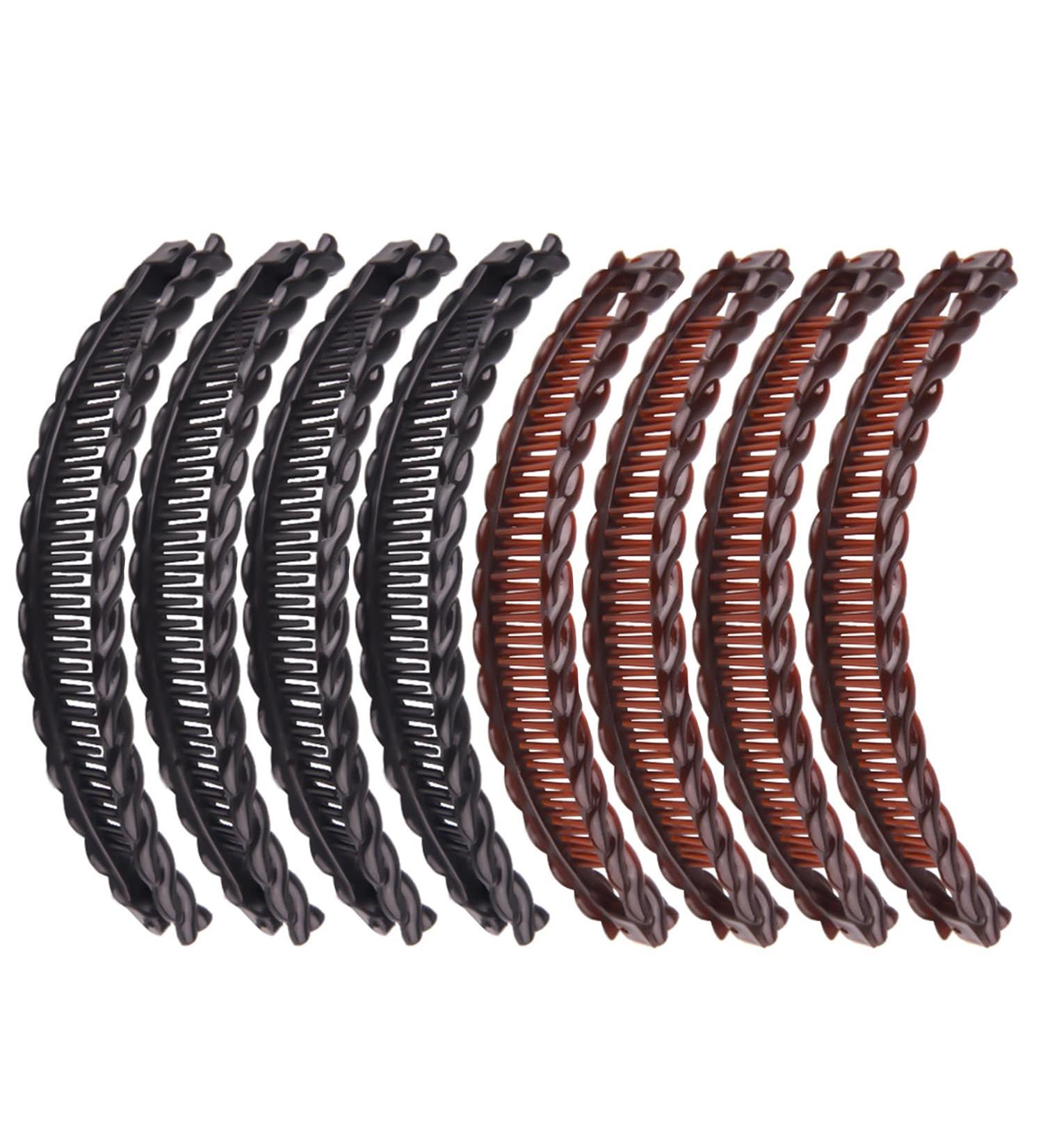 8 Pieces Banana Hair Clips Banana Grip Comb Fish-Shaped Ponytail Banana Clips Retro Banana Clips Ponytail Banana Clip Hair Accessories Suitable for Thick Hair and Fine Hair (Black + Coffee) - Buy Online on GoSupps.com