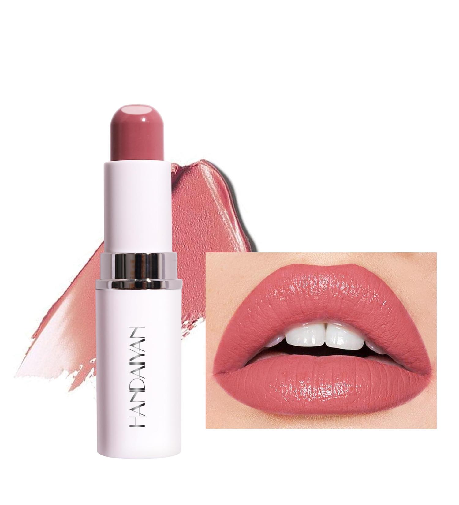 Nude Pink Hydrating Tinted Lip Balm & Velvet Lipstick - Vitamin E Core Lip Shine Buildable Glossy Lip Gloss (#01 - Buy Online on GoSupps.com