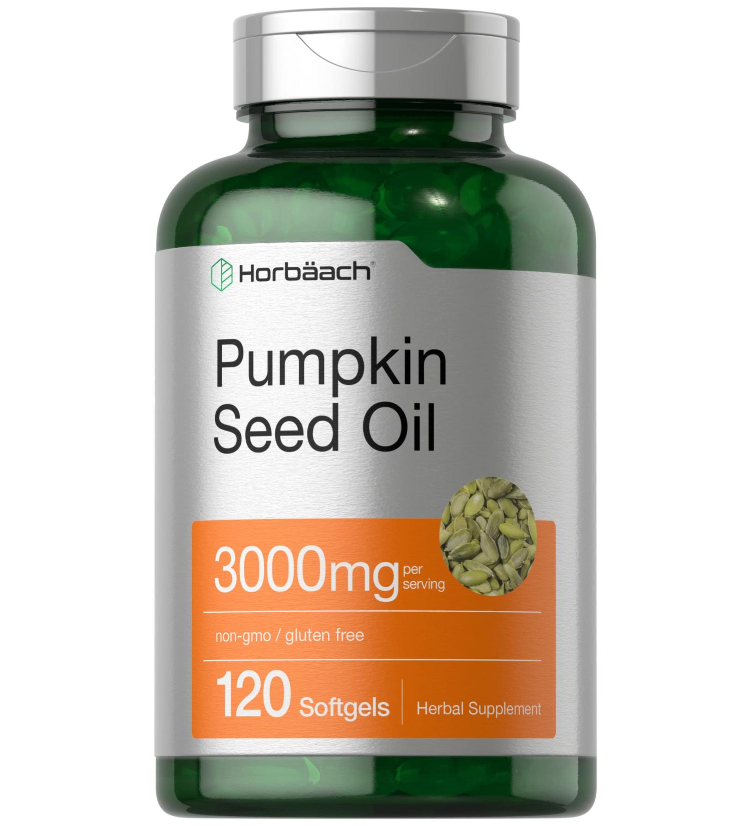 Horb ach Pumpkin Seed Oil | 3000mg | 120 Softgel Capsules | Cold Pressed Dietary Supplement | Non-GMO and Gluten Free Formula - Buy Online on GoSupps.com