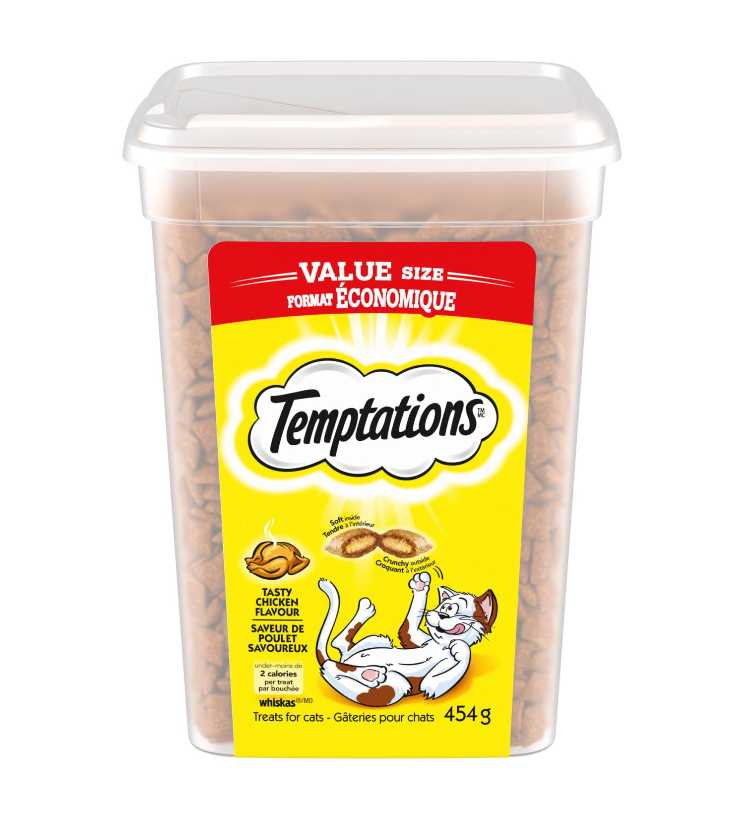 TEMPTATIONS Adult Cat Treats Tasty Chicken Flavour 454g Tub Cat Treats Chicken 454 g (Pack of 1) - Buy Online on GoSupps.com