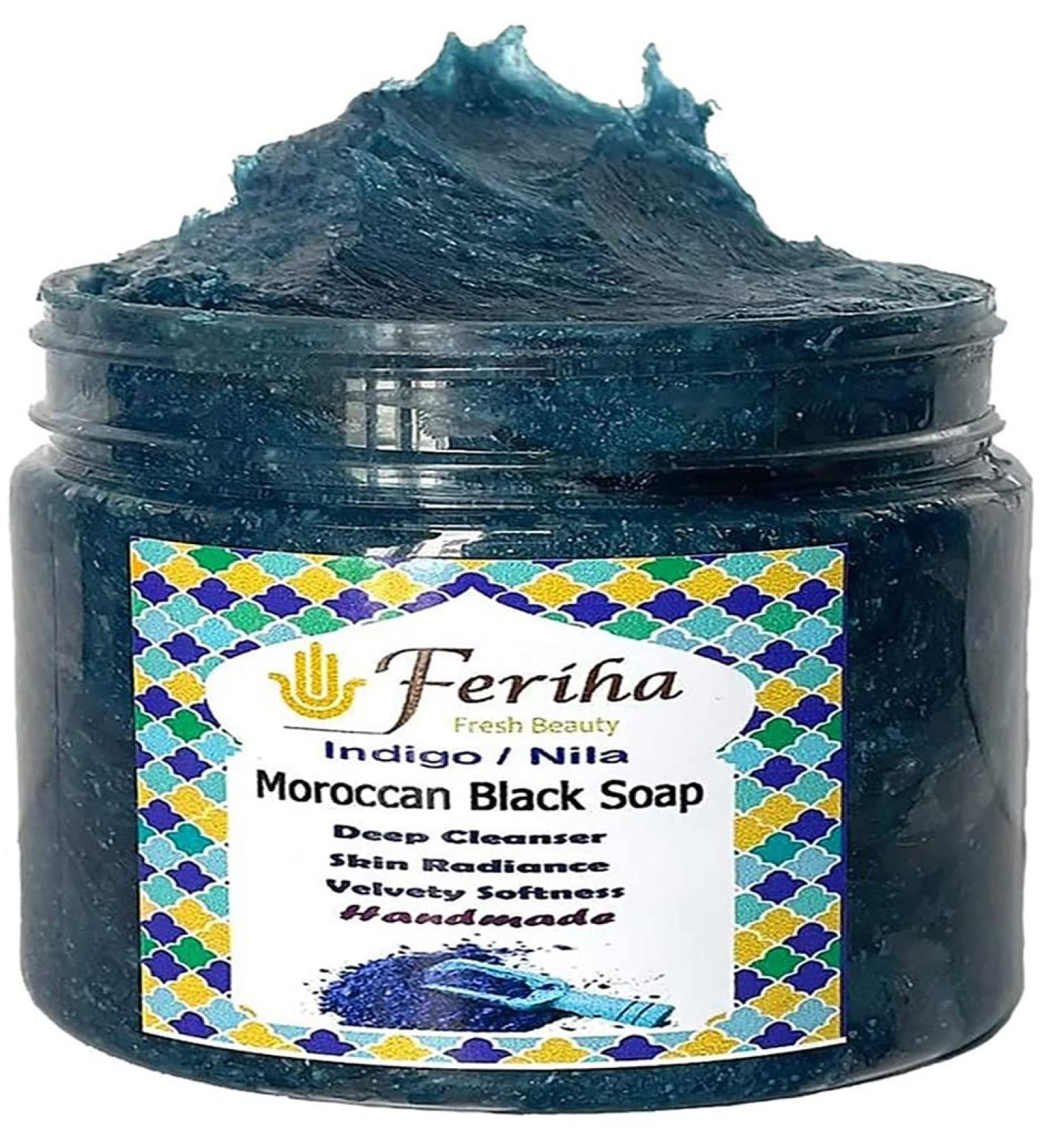 Buy FERIHA Moroccan Black Soap - 100% Natural Artisan Beldi Soap | Indigo & Sahara Nila | International Shipping - Buy Online on GoSupps.com