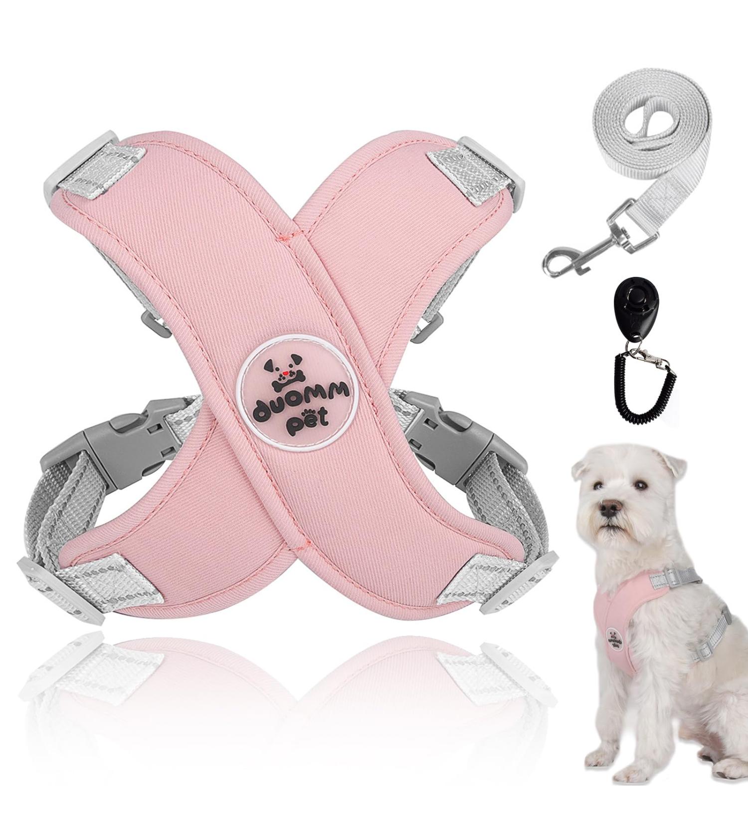 Buy No-Pull Dog Harness for Small Dogs Reflective Soft Chest Leash | Safe & Comfortable Pink Design - Buy Online on GoSupps.com