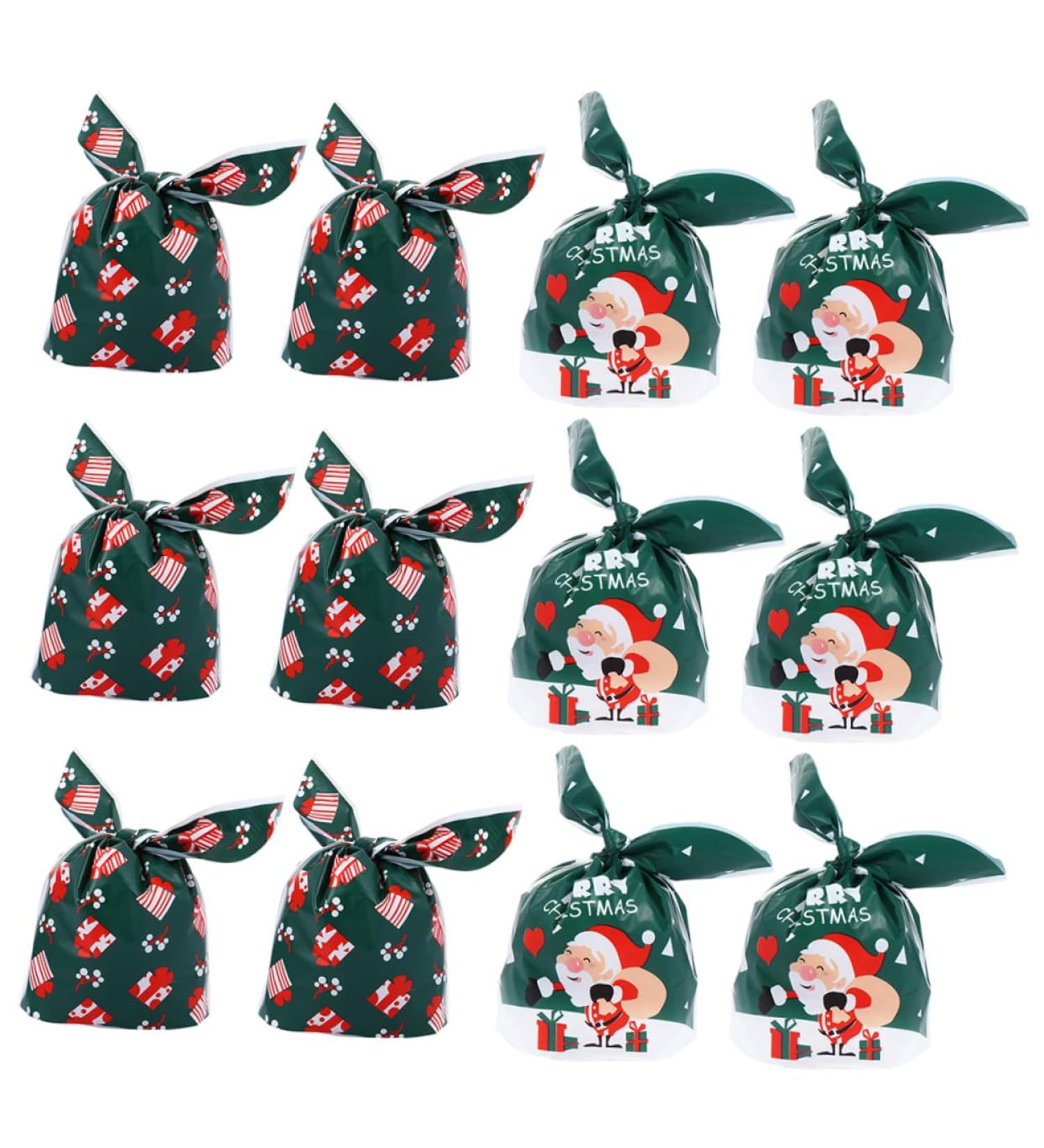 KOMBIUDA Christmas Pouches 100pcs Christmas Wrapping Bag Candy Bags Small Christmas Bags Festive Packing Bags Nougat 22.5x13.5x0.2cm Green - Buy Online on GoSupps.com