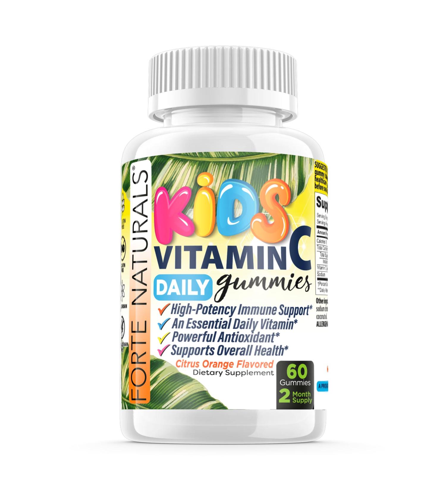 Kids Vitamin C Gummies Chewable for Immune Defense Children s Daily Gummy Gluten Free Supplement Vitamins for Kids Made in USA Kids Gummies 60 Count (Pack of 1)