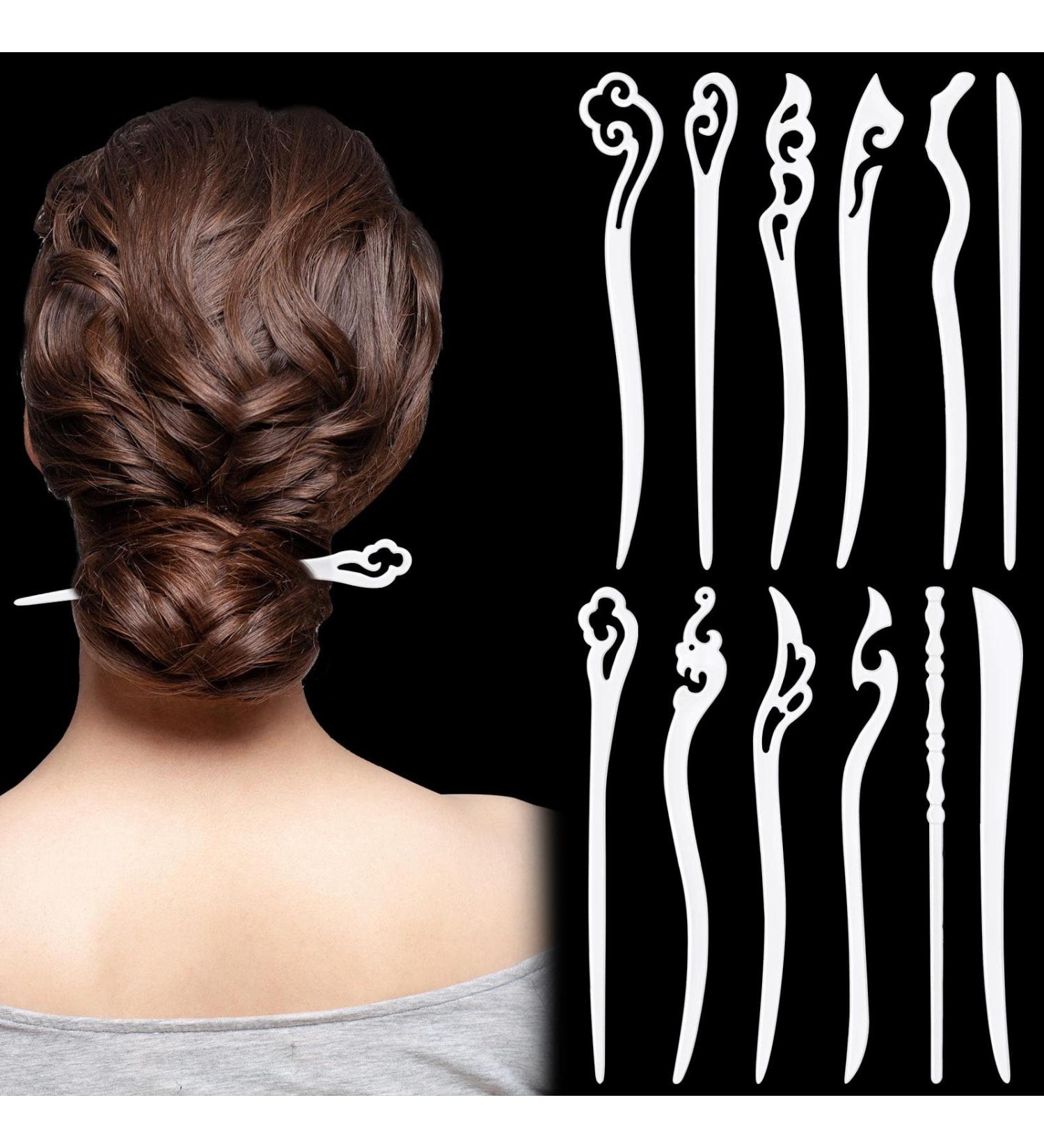 12 Pcs Vintage Hair Sticks: Chinese Japanese Hair Accessories for Women - White - Buy Online on GoSupps.com