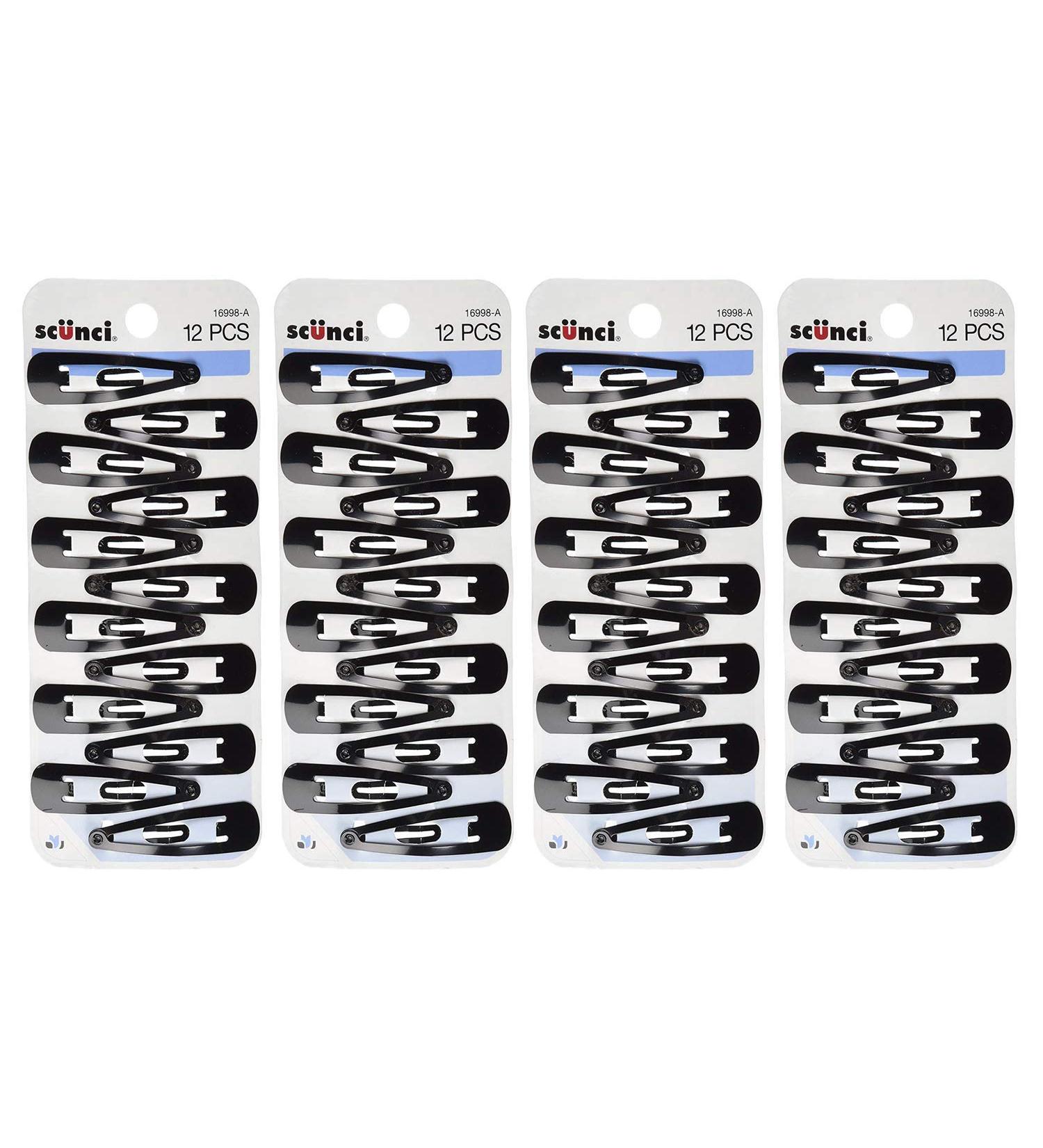 Scunci Countour Snap Hair Clips Black 12 Count (4-Pack) 12 Count (Pack of 4)