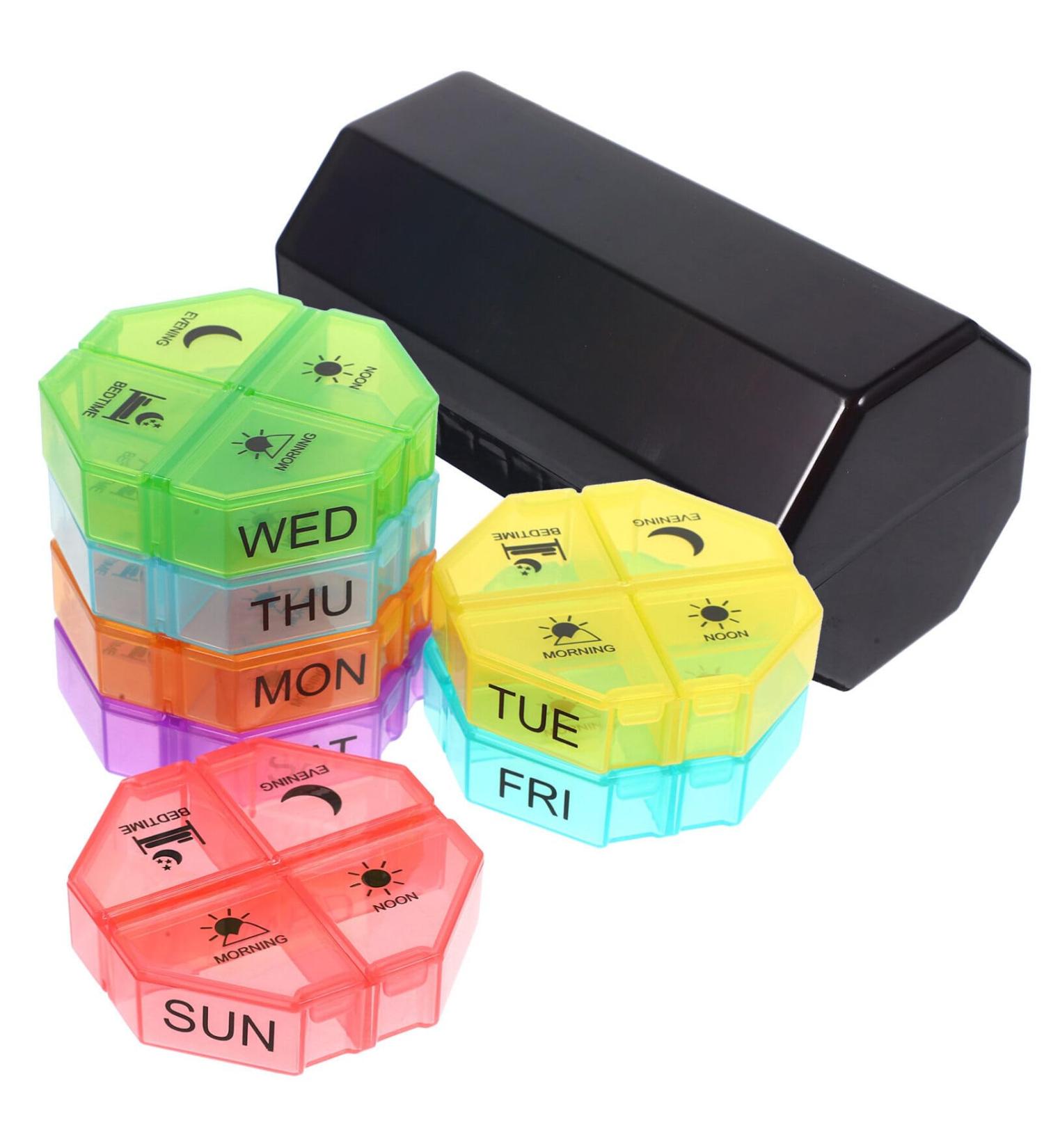iplusmile Weekly Organizer 4 Times a Day 1 Set 7 Day Compartment Holder Travel Case Container Organizer for Medicine Fish Oils - Buy Online on GoSupps.com