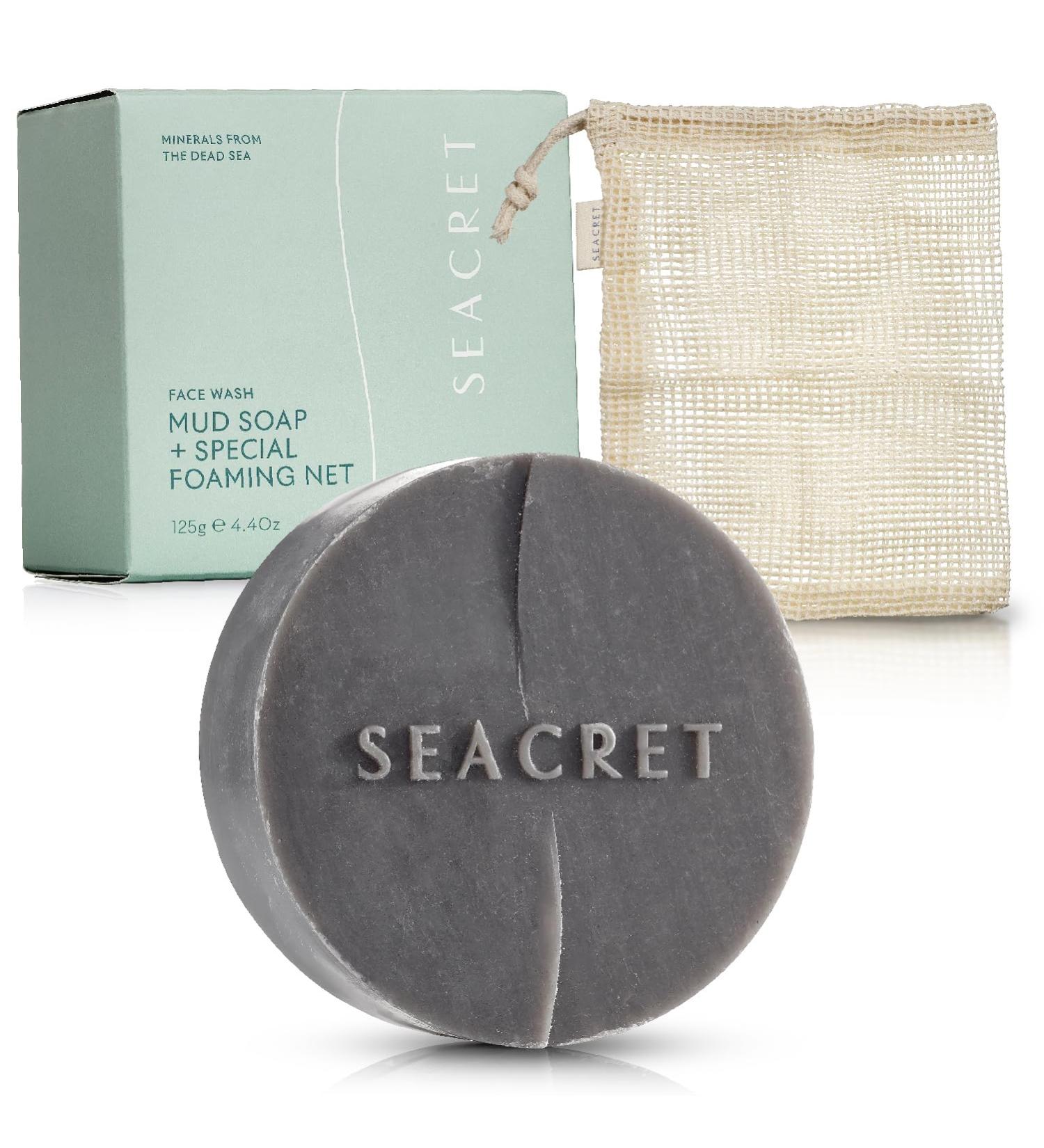 SEACRET Mud Soap with Foaming Net - Luxurious Exfoliating Cleanser for Glowing Skin | International Shipping Available - Buy Online on GoSupps.com