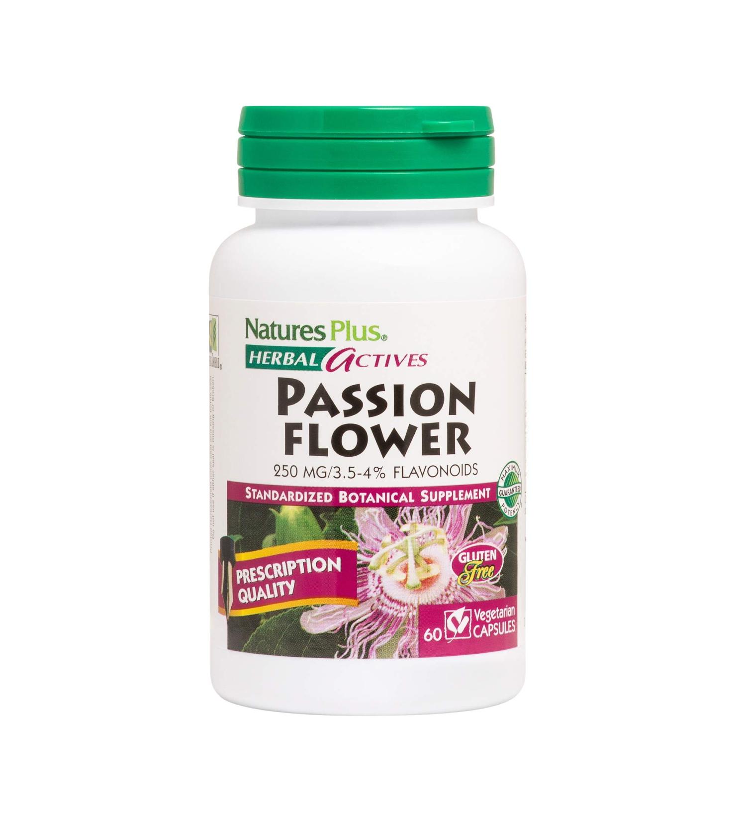 Nature's Plus Herbal Actives Passion Flower 250mg - 60 Vegetarian Capsules for Relaxation - Buy Online on GoSupps.com