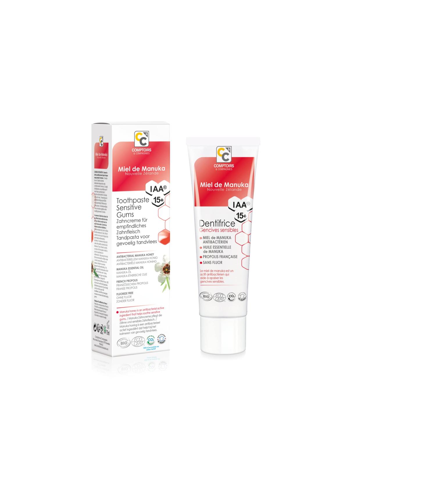 Comptoirs et Compagnies - Organic toothpaste for sensitive gums with Manuka honey IAA15+ - MGO 550 -75ml