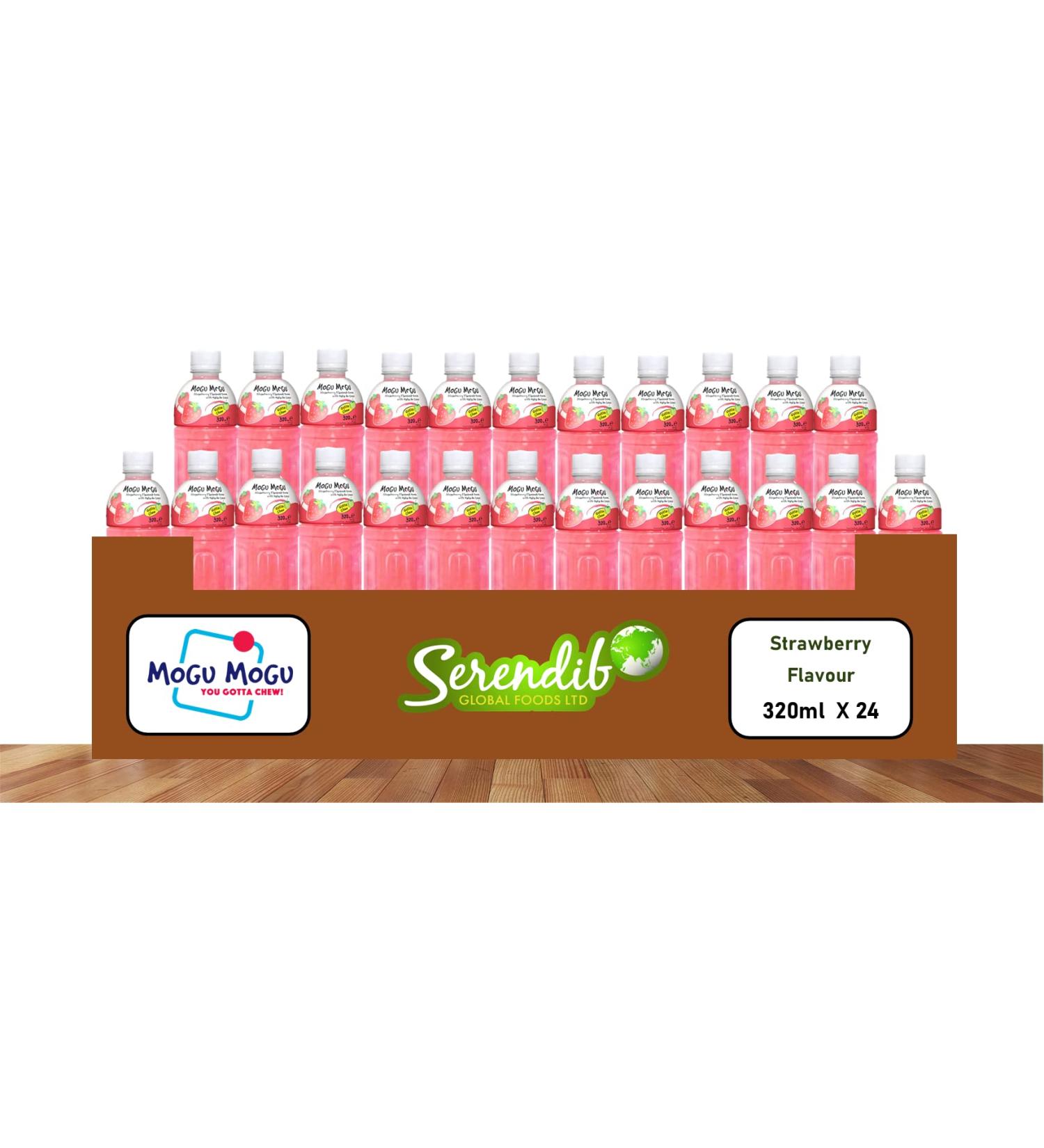 Mogu Mogu Strawberry Flavoured Drink with NATA de Coco 24 x 320 ml