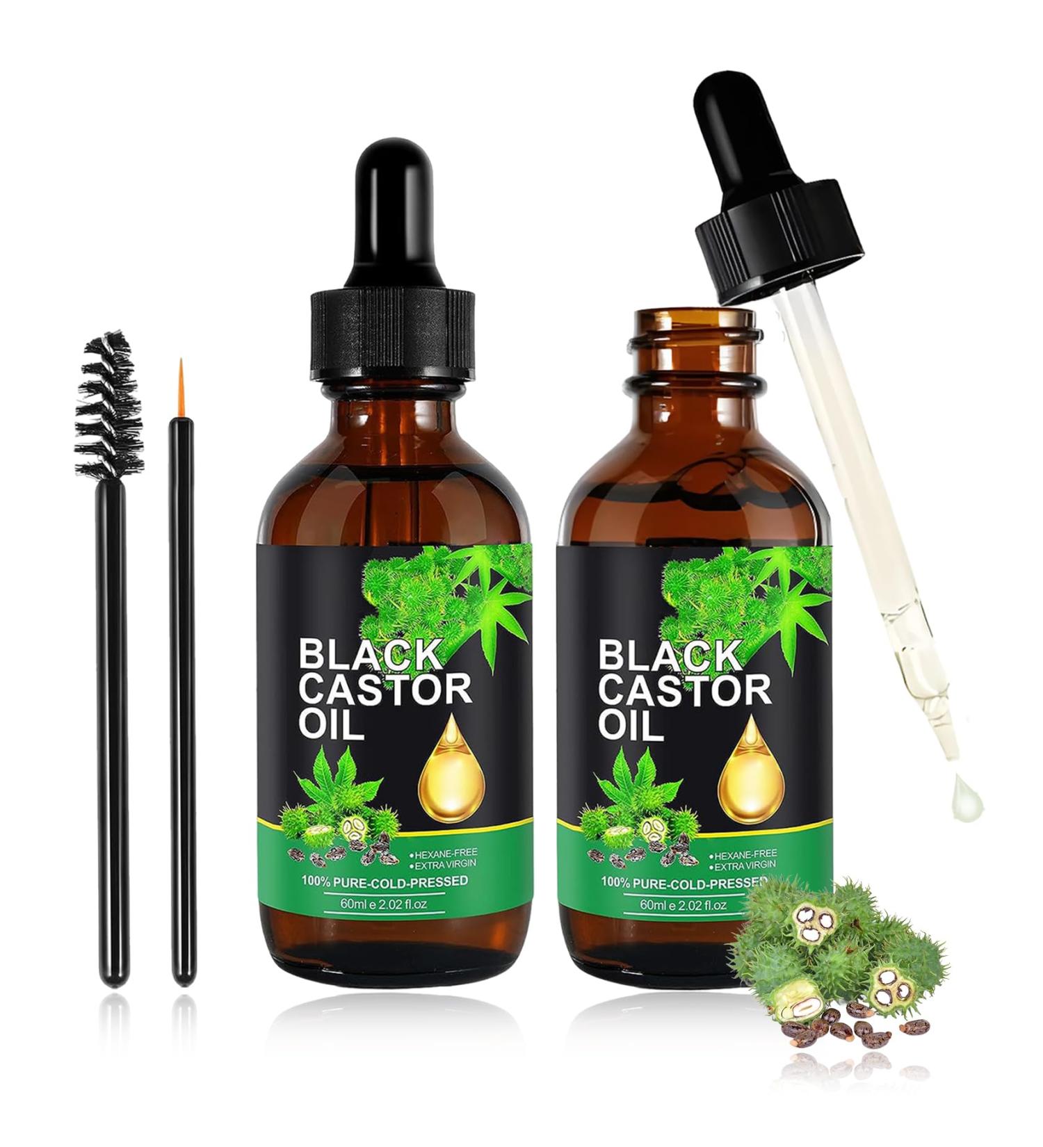 2PCS Jamaican Black Castor Oil - 100% Pure Organic Cold Pressed for Hair Eyelashes & Eyebrow Growth - Nourishing Castor Oil in Glass Bottles - Buy Online on GoSupps.com