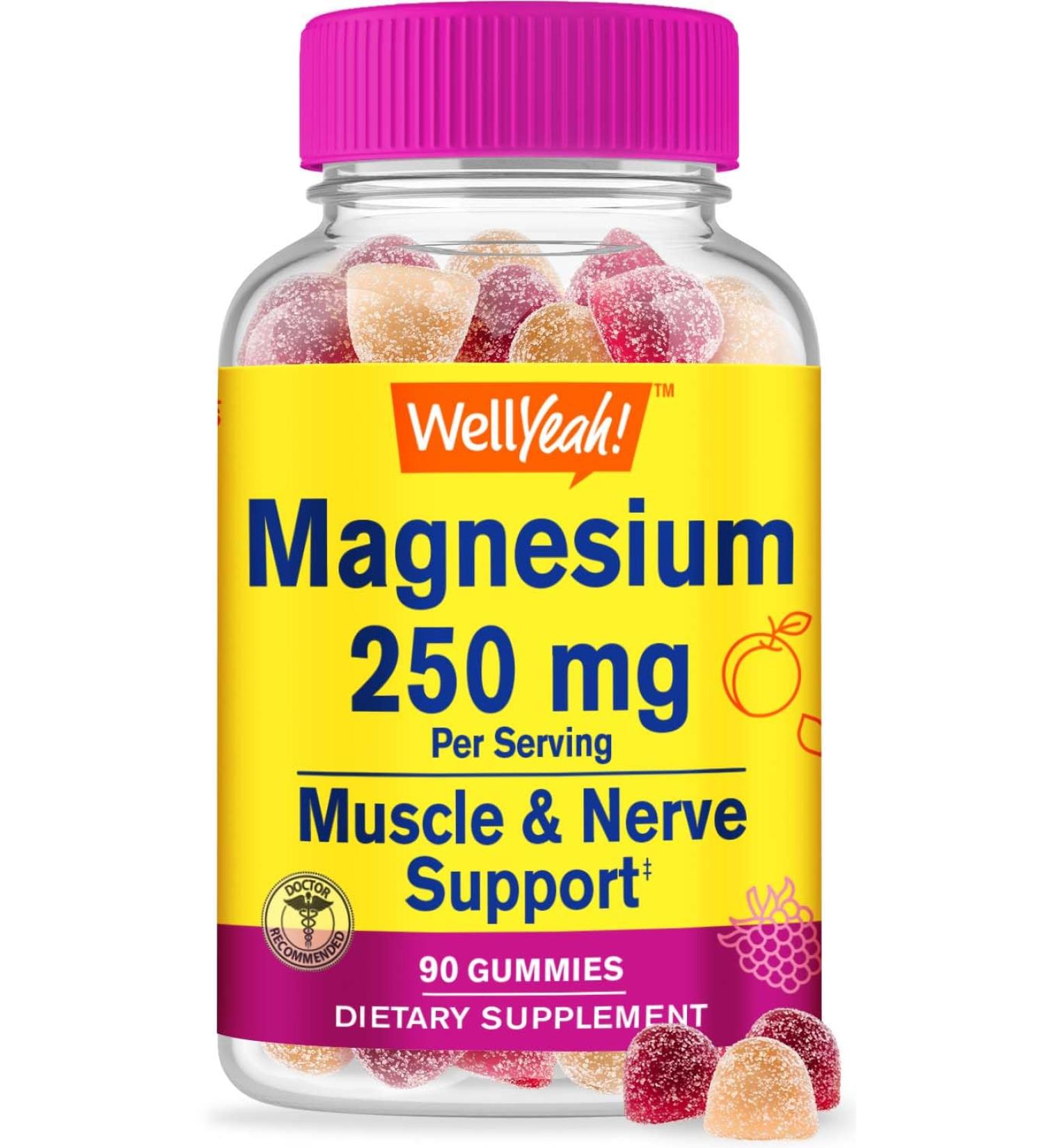 WellYeah Magnesium Citrate Gummies 250mg - Stress Relief & Sleep Support - Gluten-Free Non-GMO - 90 Gummies - Buy Online on GoSupps.com