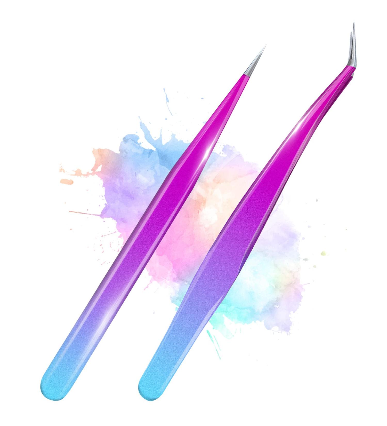 Rose Blue Lash & Precision Tweezers Set for Women and Men - Ideal for Eyebrow, Facial Hair, Beards, and Ingrown Hair Removal - Buy Online on GoSupps.com