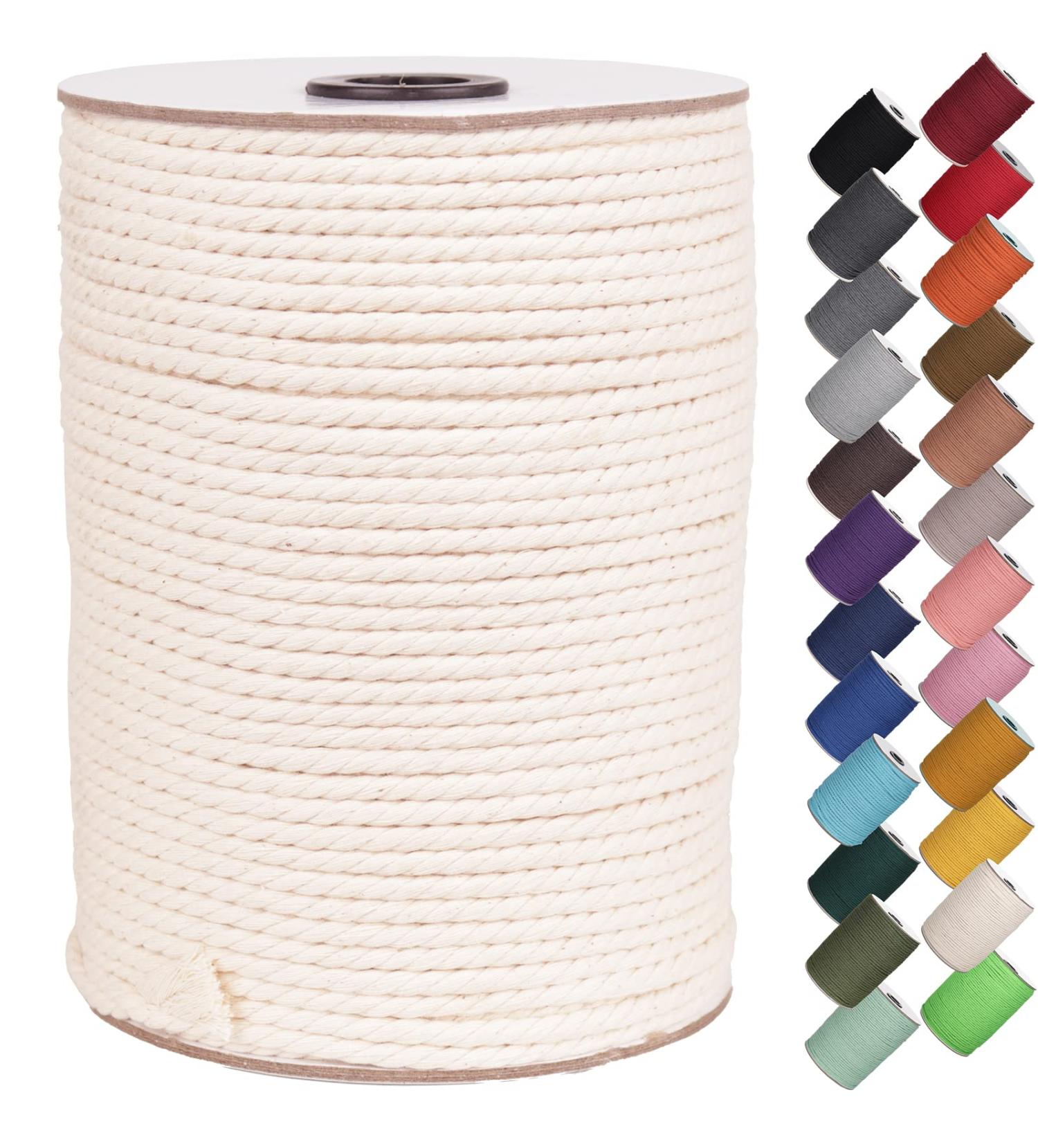 XKDOUS 4mm x 150Yards Natural Cotton Macrame Cord - 3 Strand Twisted Rope for Wall Hanging, Plant Hangers, Crafts & Knitting - Soft Undyed Cotton Rope for Decorative Projects - Buy Online on GoSupps.com