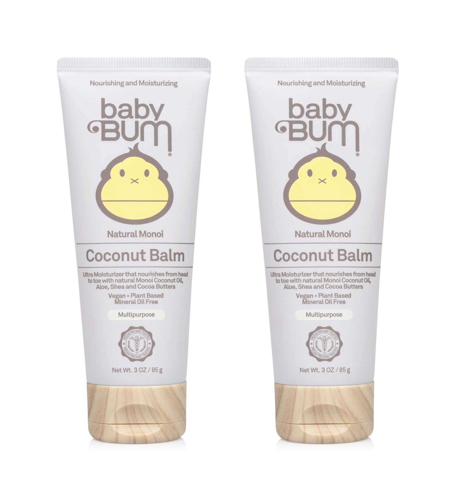 Baby Bum Natural Monoi Coconut Balm - 100% Natural Coconut Oil - Sensitive Skin Safe - 3oz Travel Size (Pack of 2) | Travel Tube - Buy Online on GoSupps.com