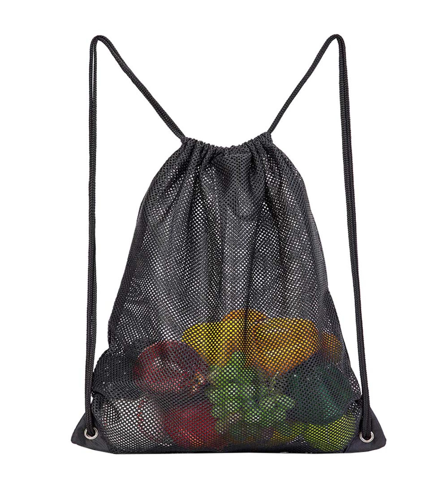 Small Black Mesh Drawstring Bag for Beach & Swimming Equipment | Heavy Duty Sport Storage - Buy Online on GoSupps.com