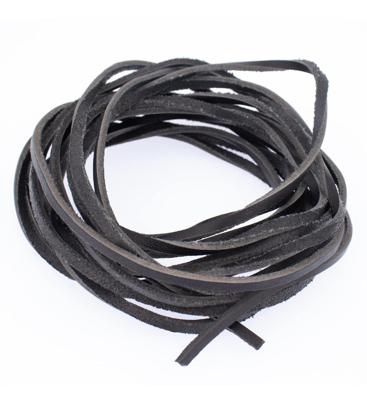 Faierlnn 3MM Wide Flat Black Leather Cord - 5 Yards, 2MM Thick for Jewelry Making & Crafts - Buy Online on GoSupps.com