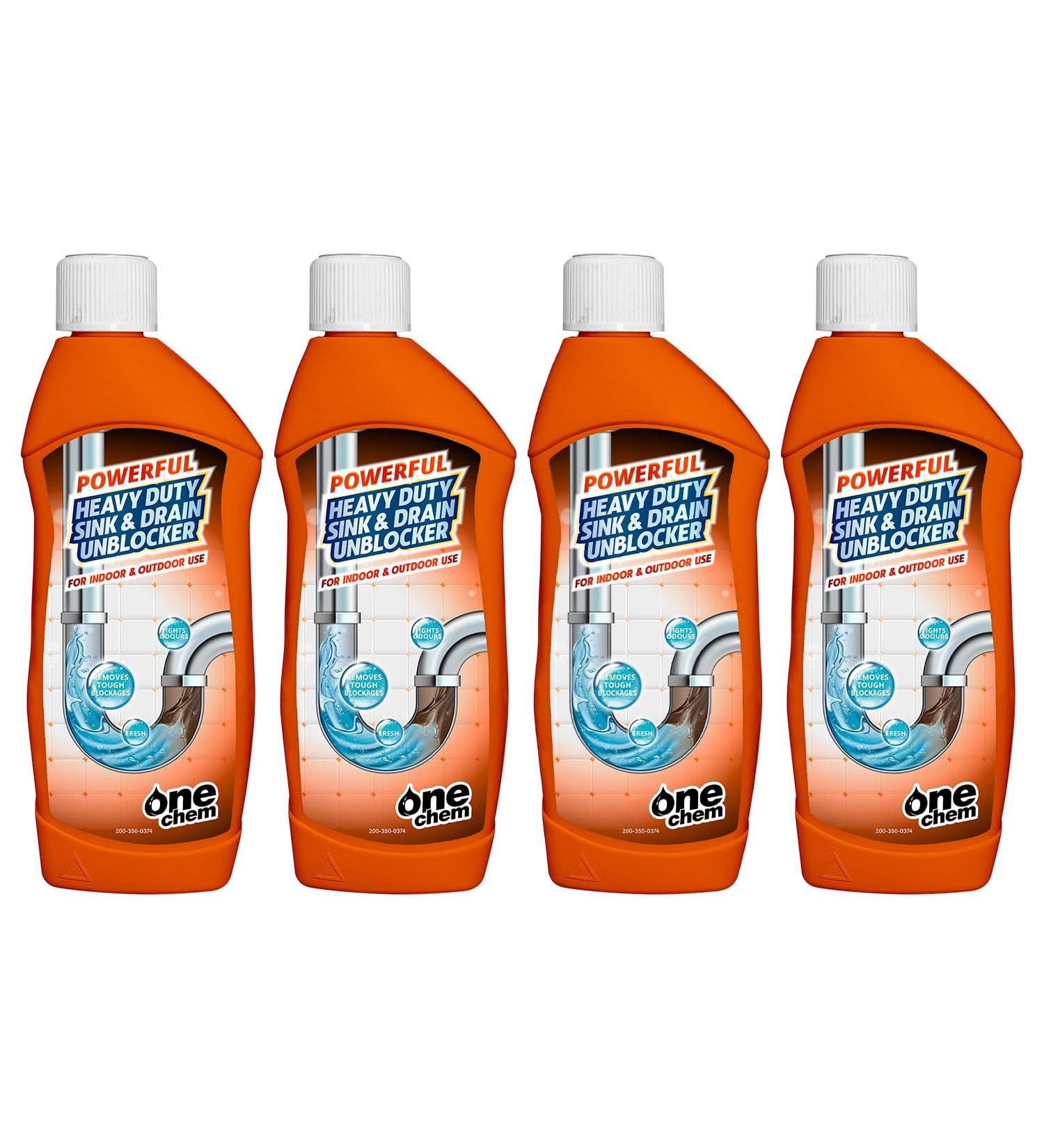 One Chem Heavy Duty Sink and Drain Unblocker 4 x 500 ml Kitchen Bathroom Sink and Drain Unblocker - Buy Online on GoSupps.com