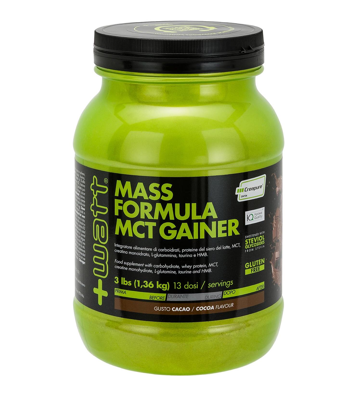 Watt Mass Formula MCT Gainer Support for your intensive workout Size 136 kg Cocoa flavor cocoa 1360 g - Buy Online on GoSupps.com
