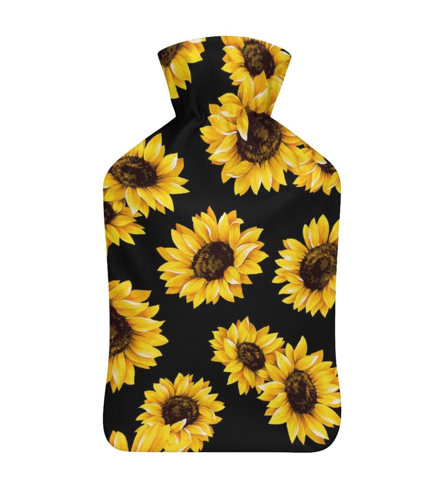 Buy Sunflower Hot Water Bottle with Plush Cover - Ideal Hand Warmer for Adults & Children - 26.5x15.3cm - International Shipping Available - Buy Online on GoSupps.com