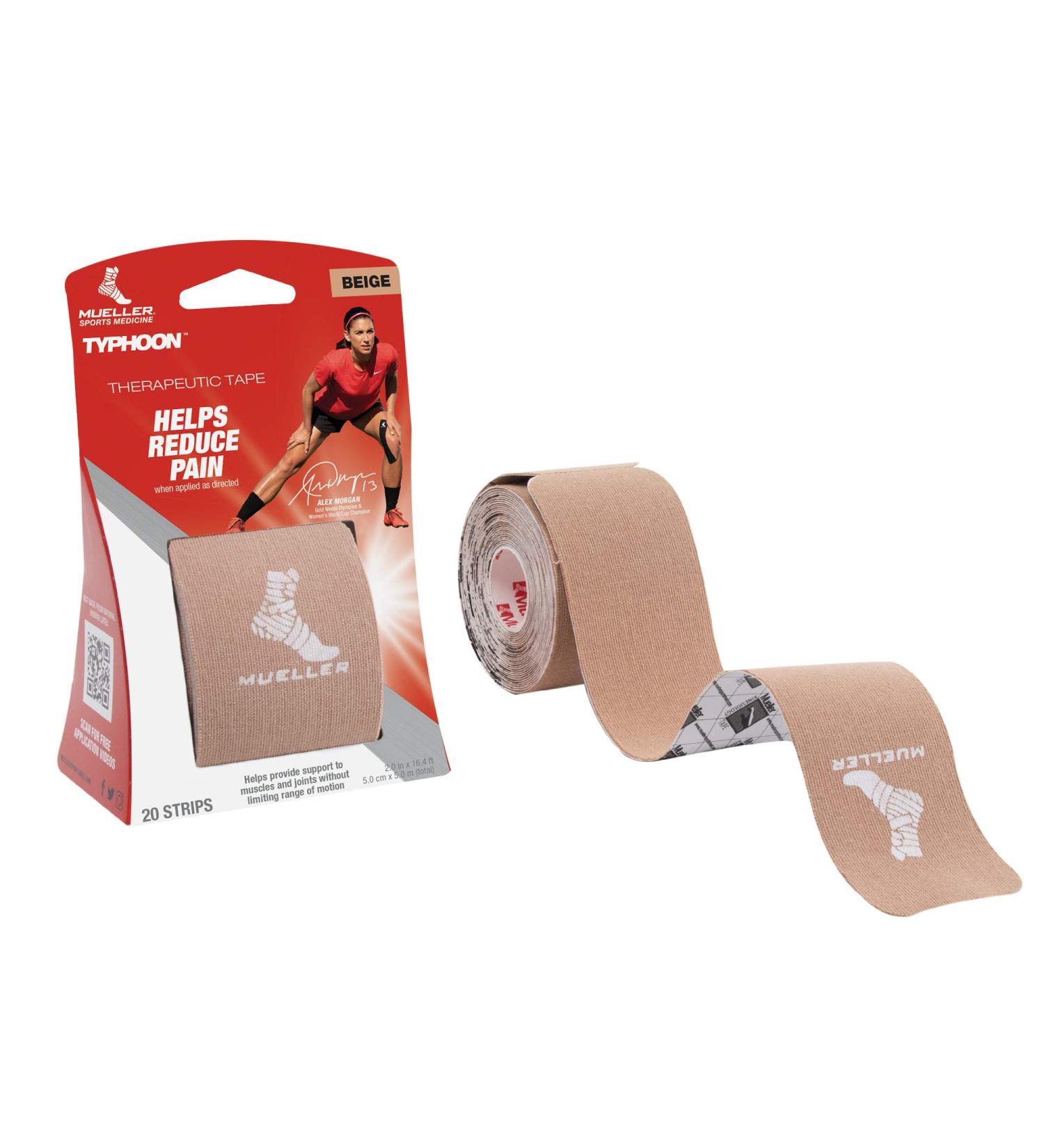 Mueller Sports Medicine Typhoon Kinesiology Tape I-Strips Beige - 20 Pre-Cut Therapeutic Strips - Buy Online on GoSupps.com