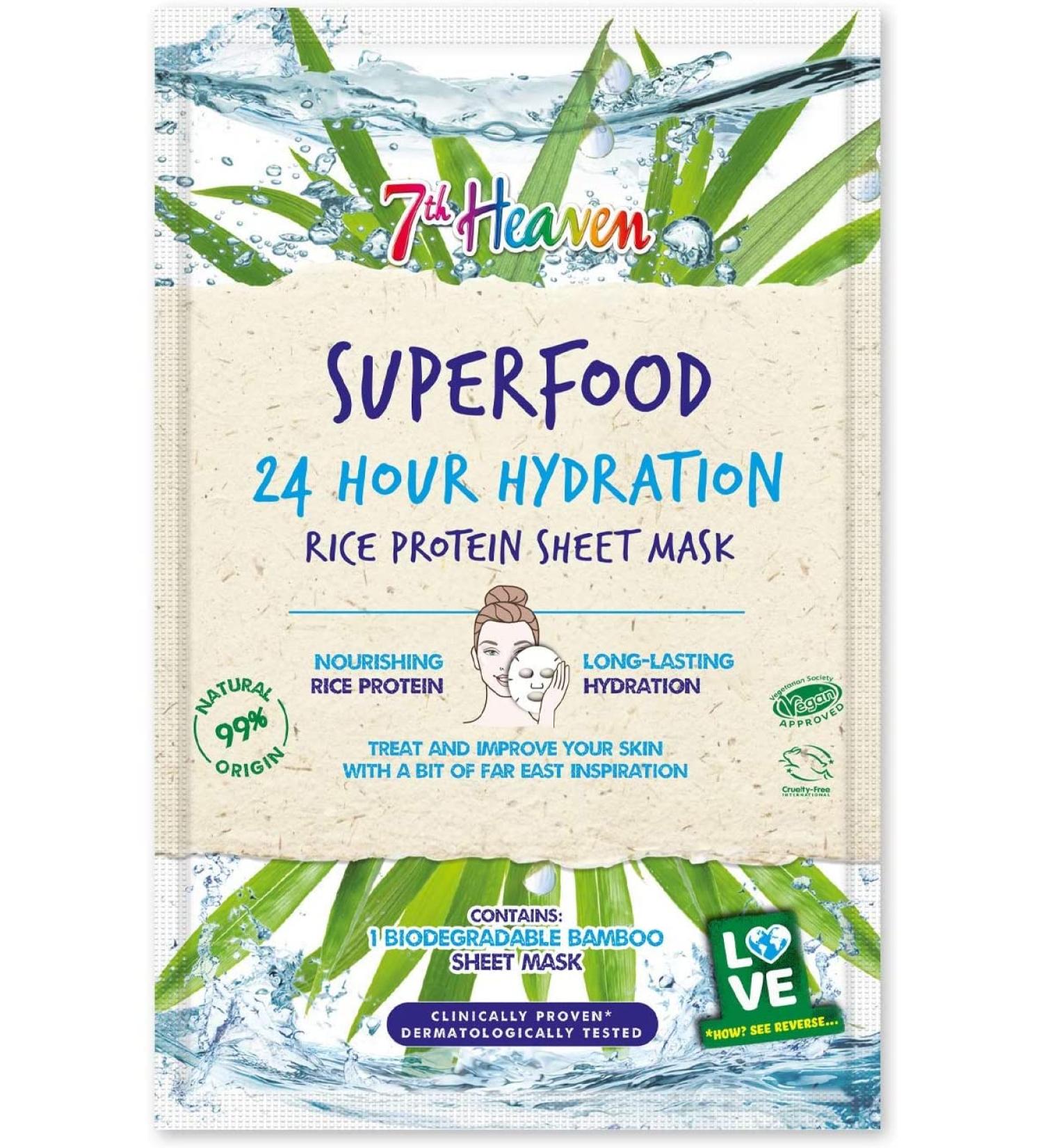 Superfood Masque en feuille de bambou pour hydratation 24 heures avec prot ines de riz nourrissantes pour une hydratation longue dur e - Buy Online on GoSupps.com