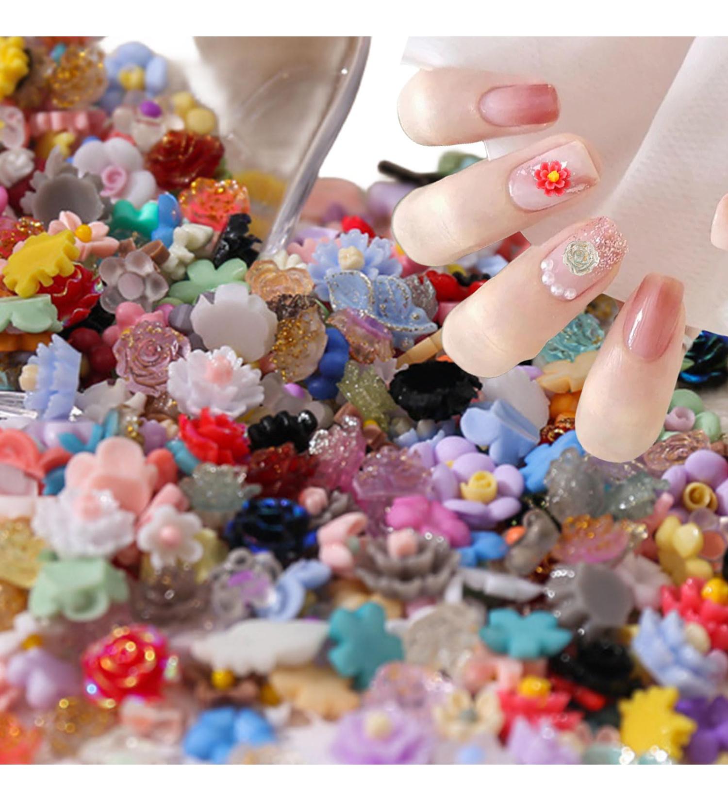 3D Flower Nail Charms 200 Pcs Colorful Acrylic Camellia Rose Flower Nail Art Charms Cherry Blossom Nail Rhinestones Gems Nail Accessories for DIY Nail Art Designs Jewelry Making (Multi-Colored) - Buy Online on GoSupps.com