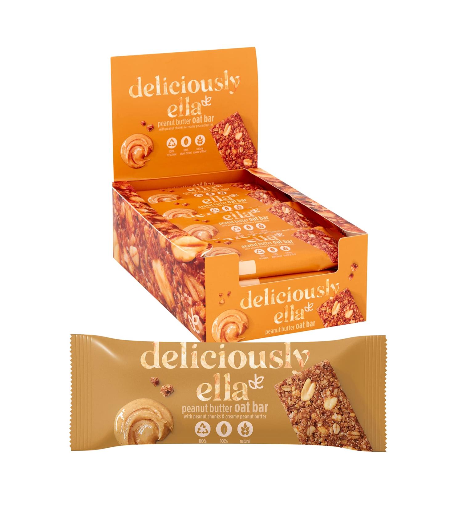 Deliciously Ella Peanut Butter Oat Bars - Gluten-Free & Vegan Snack (50g, 16 Bars) - Buy Online on GoSupps.com