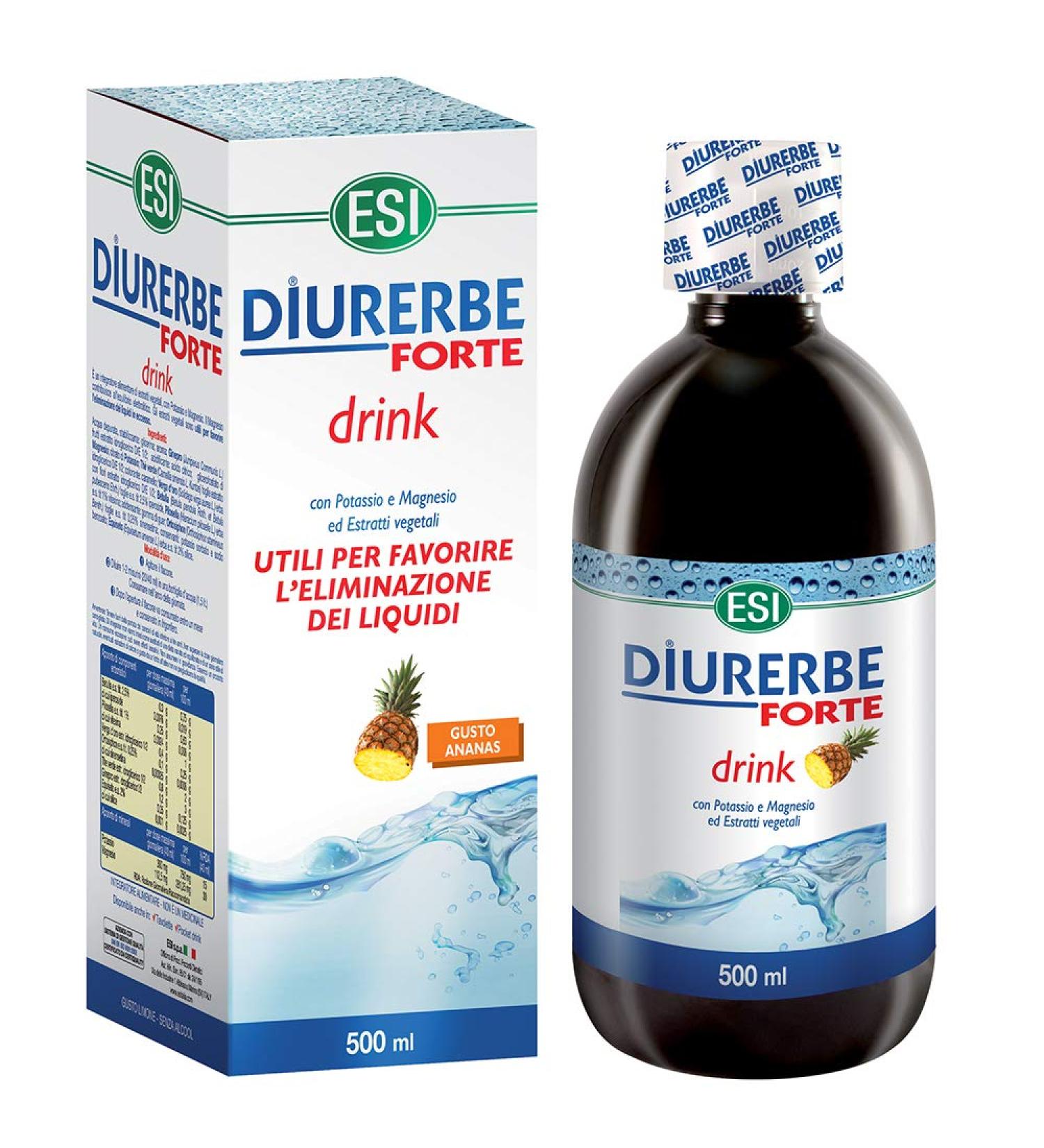 ESI Diurerbe Forte Drink Pineapple 500ml - Natural Drainage & Daily Well-Being - Includes Lip Balm Set - International Shipping Available - Buy Online on GoSupps.com