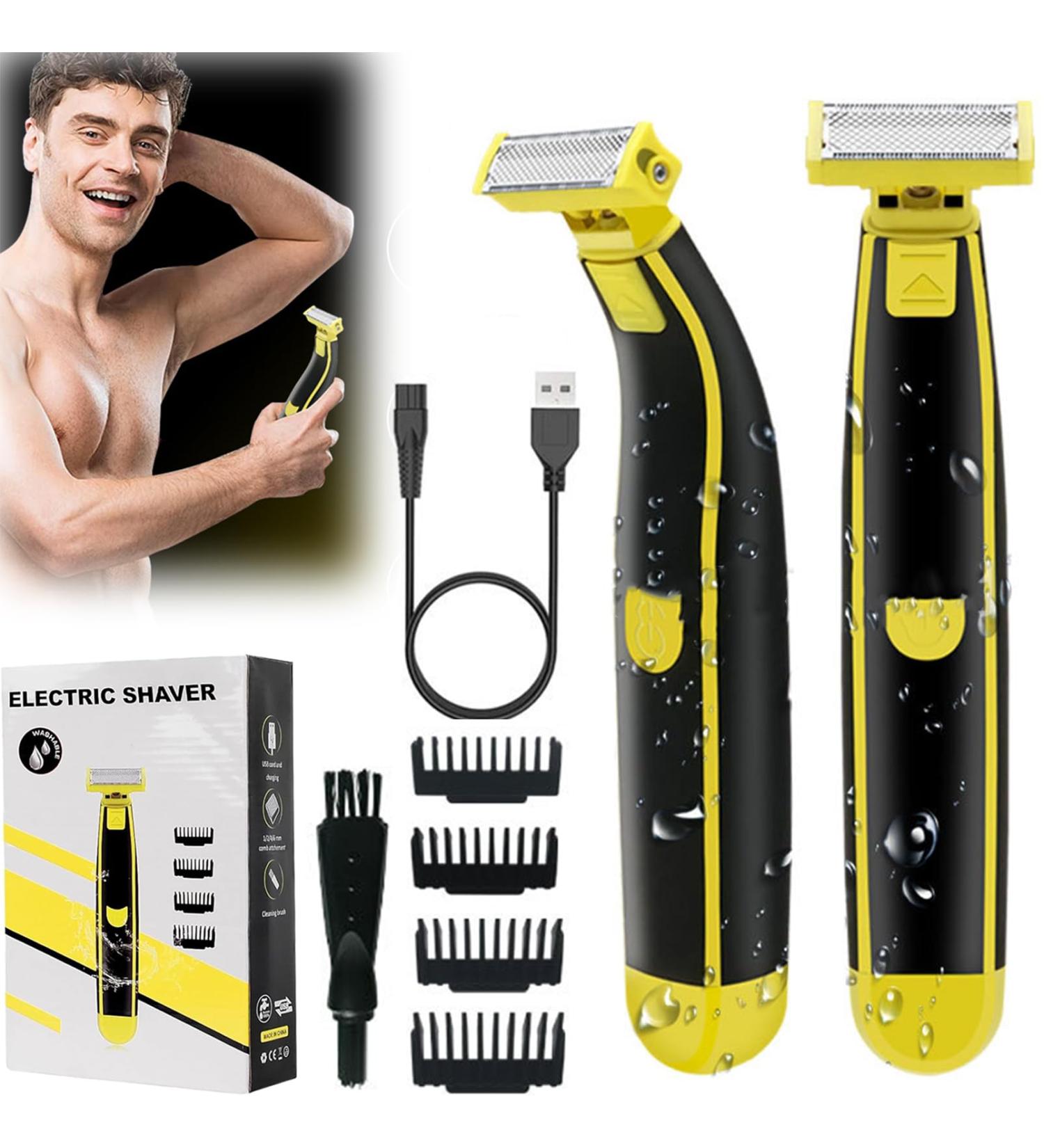 Wet and Dry Shaver for Men Men's Electric Shaver Waterproof Mens Rotary Facial Shaver Body Groomer Shaver Electric Beard Trimmer and Shaver with 4 Interchangeable Cutter Heads with Cleaning Brush - Buy Online on GoSupps.com