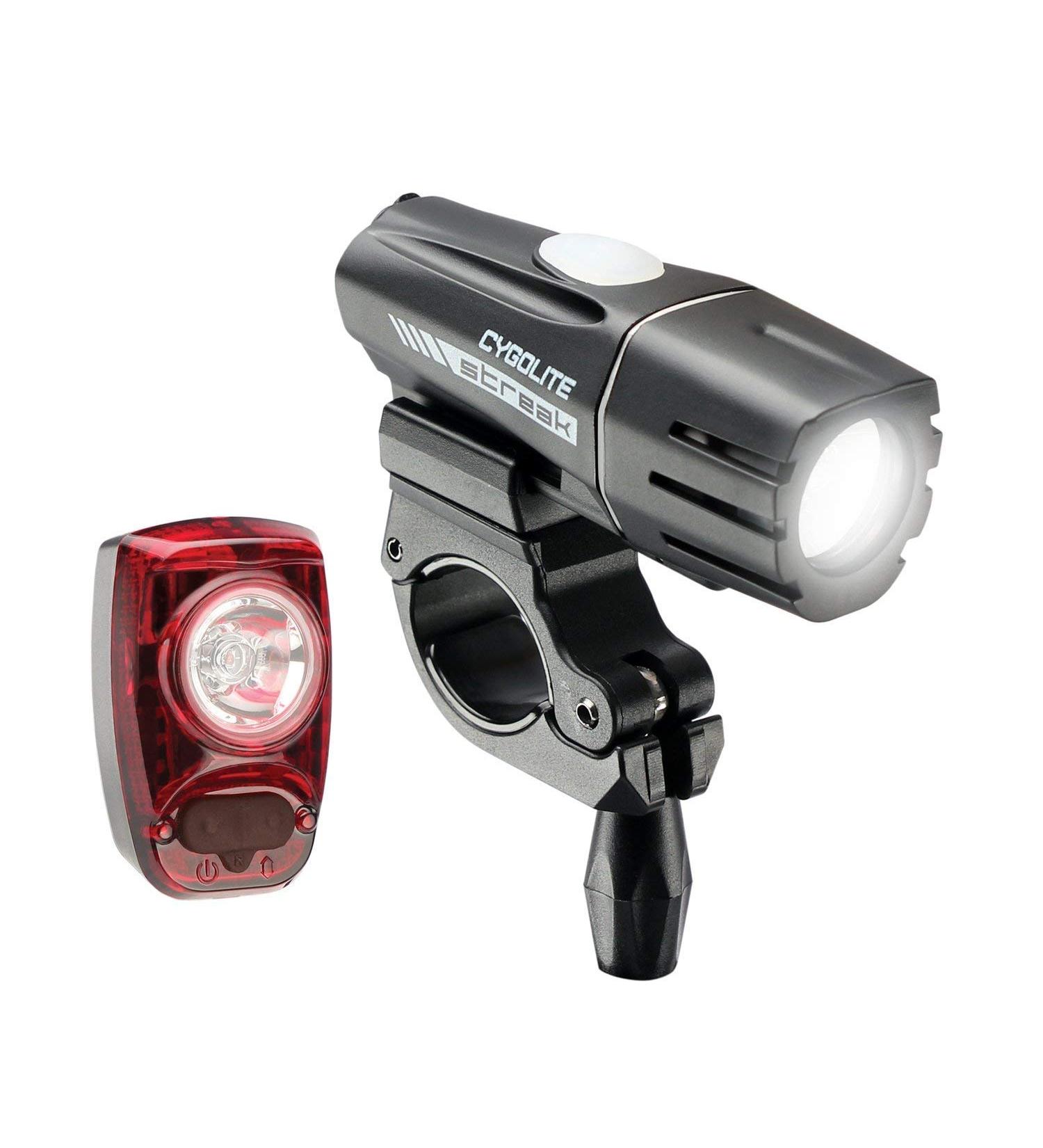Cygolite Streak 450 Lumen Headlight & Hotshot SL 50 Lumen Tail Light Combo Set - USB Rechargeable Bike Lights - Buy Online on GoSupps.com