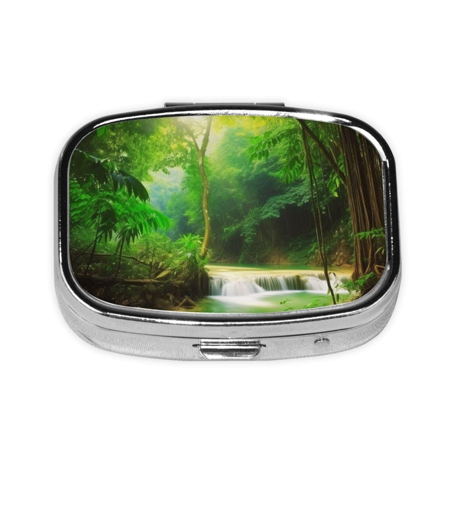 Shop Natural Jungle Scenery Portable Pill Box | Travel Medicine Organizer for International Shipping - Buy Online on GoSupps.com