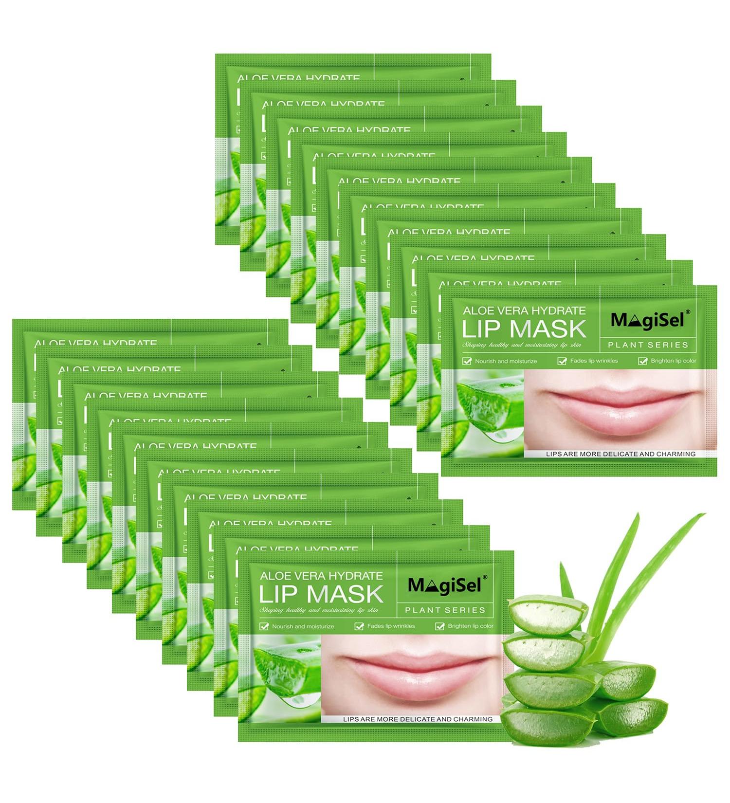 Aloe vera Masque pour les L vres 20 pcs emball s par ment Masque Levre Comprim s Lip Care Nourrit et hydrate R duire les l vres fonc es Illumine la couleur des l vres Nuit & Jour - Buy Online on GoSupps.com