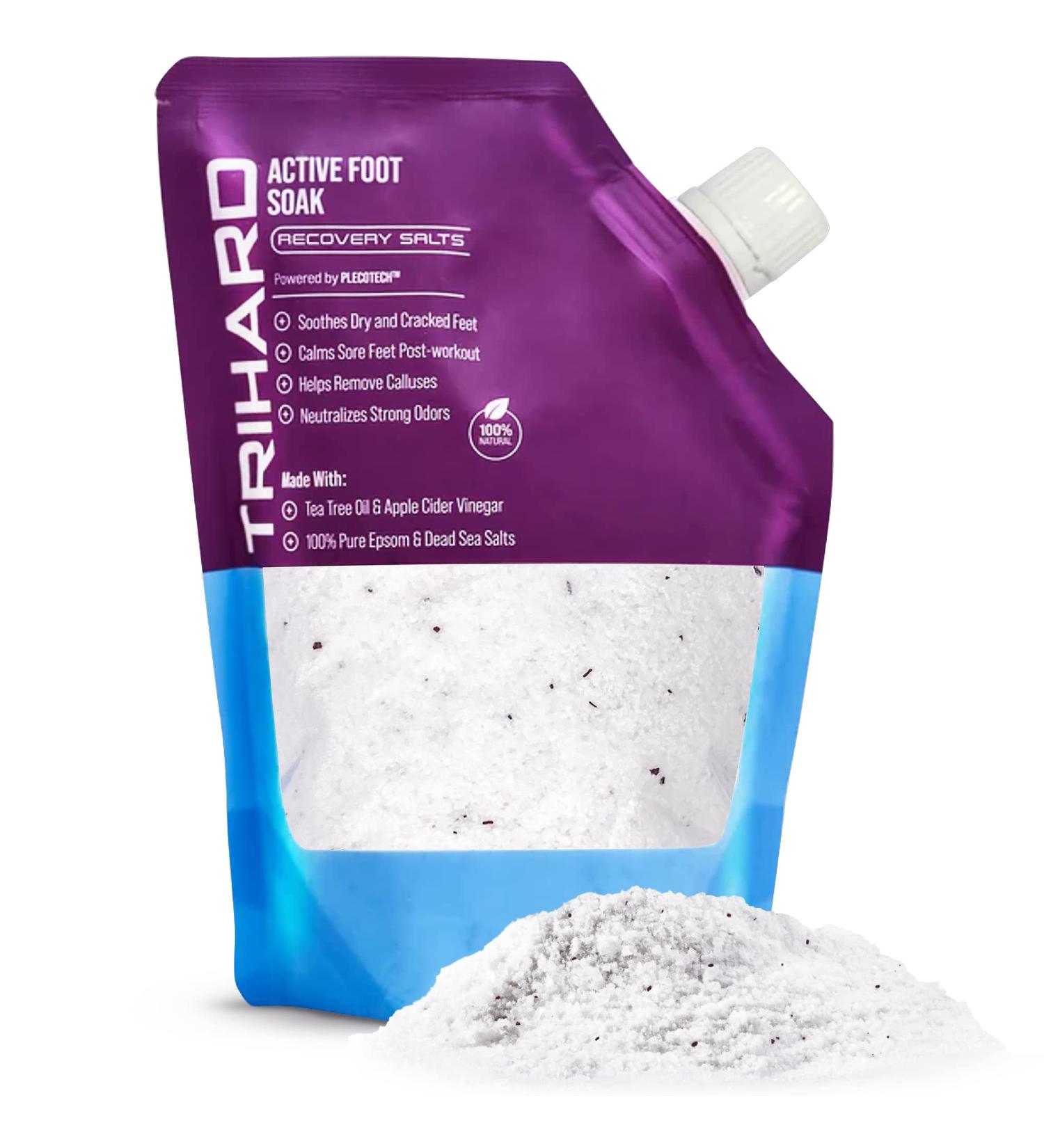 TRIHARD Active Foot Soak Salts - Herbal Foot Spa with Tea Tree Oil & Menthol | Detox for Athletes & Smelly Feet | Foot Softening Pedicure Kit - Buy Online on GoSupps.com